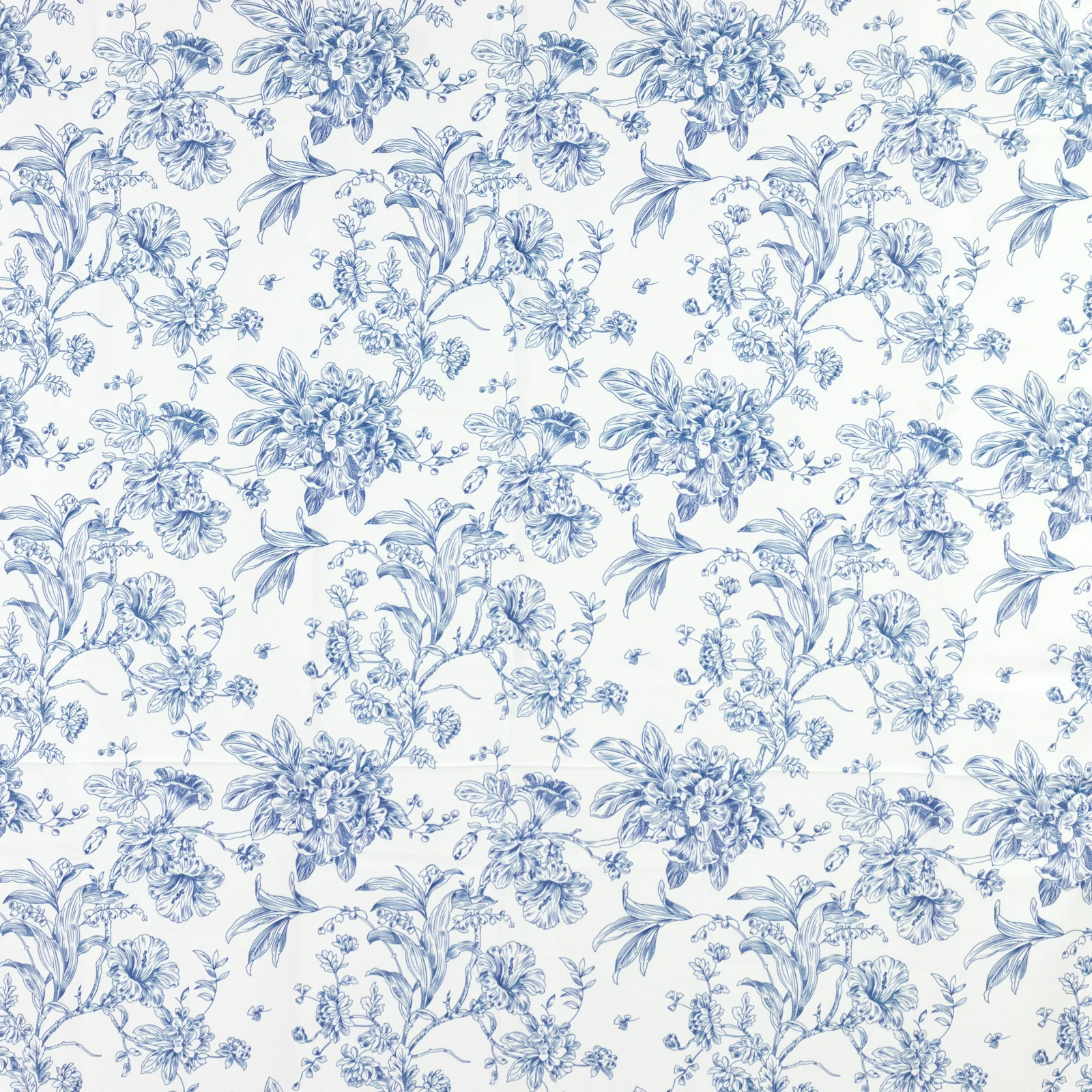 French Toile Backdrop Curtain – 5ft x 10ft Polyester Drape Panel, Blue Floral, Rod Pocket Design - Image 6