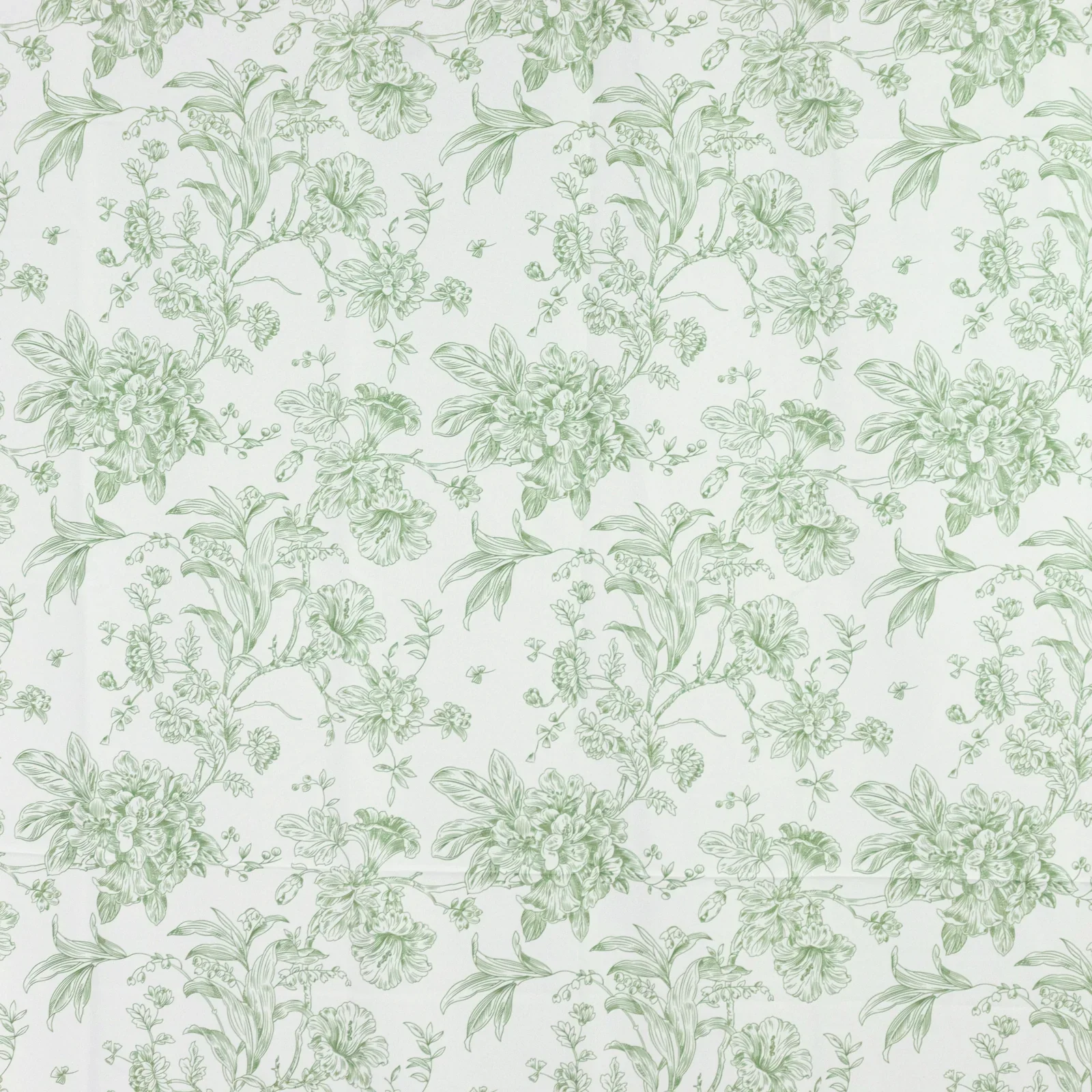 French Toile Backdrop Curtain – 5ft x 12ft Polyester Drape Panel, Dusty Sage Green Floral, Rod Pocket Design - Image 5