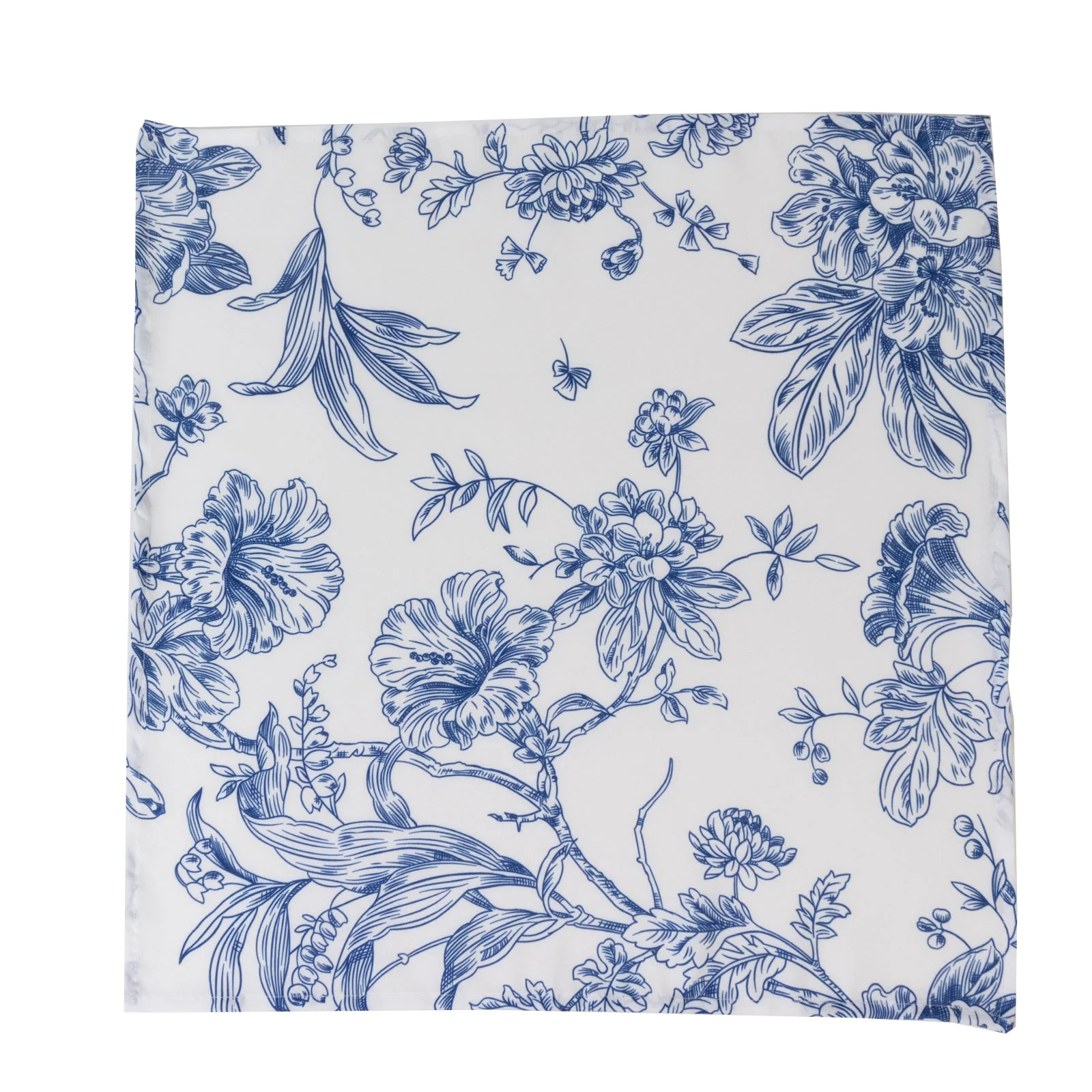 5-Pack French Toile Cloth Napkins – 17"x17" Blue and White Reusable Polyester Table Napkins in Floral Design for Events & Dining - Image 7