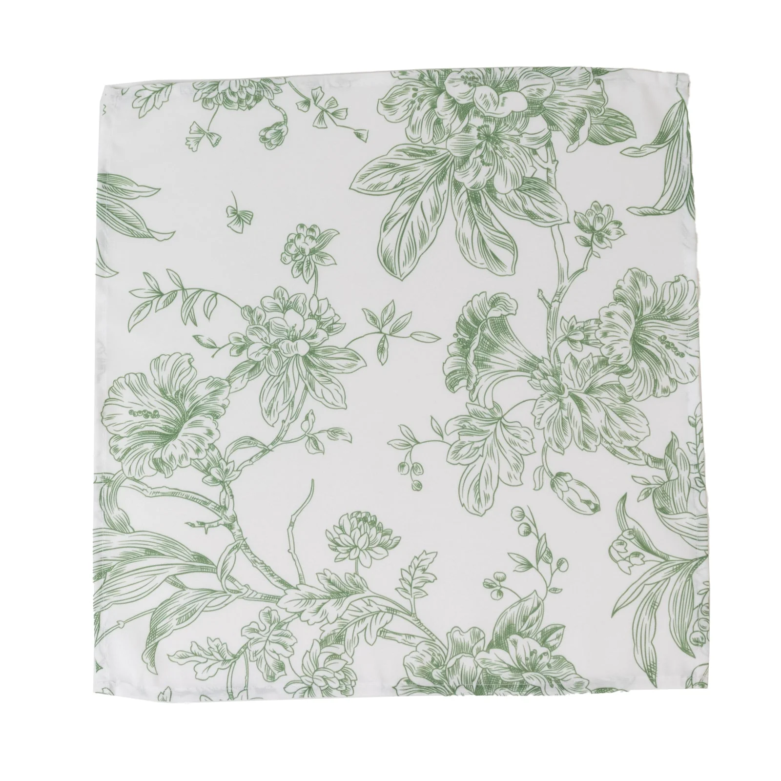 5-Pack French Toile Cloth Napkins – 17"x17" Dusty Sage Green and White Reusable Polyester Table Napkins in Floral Design for Events & Dining - Image 7