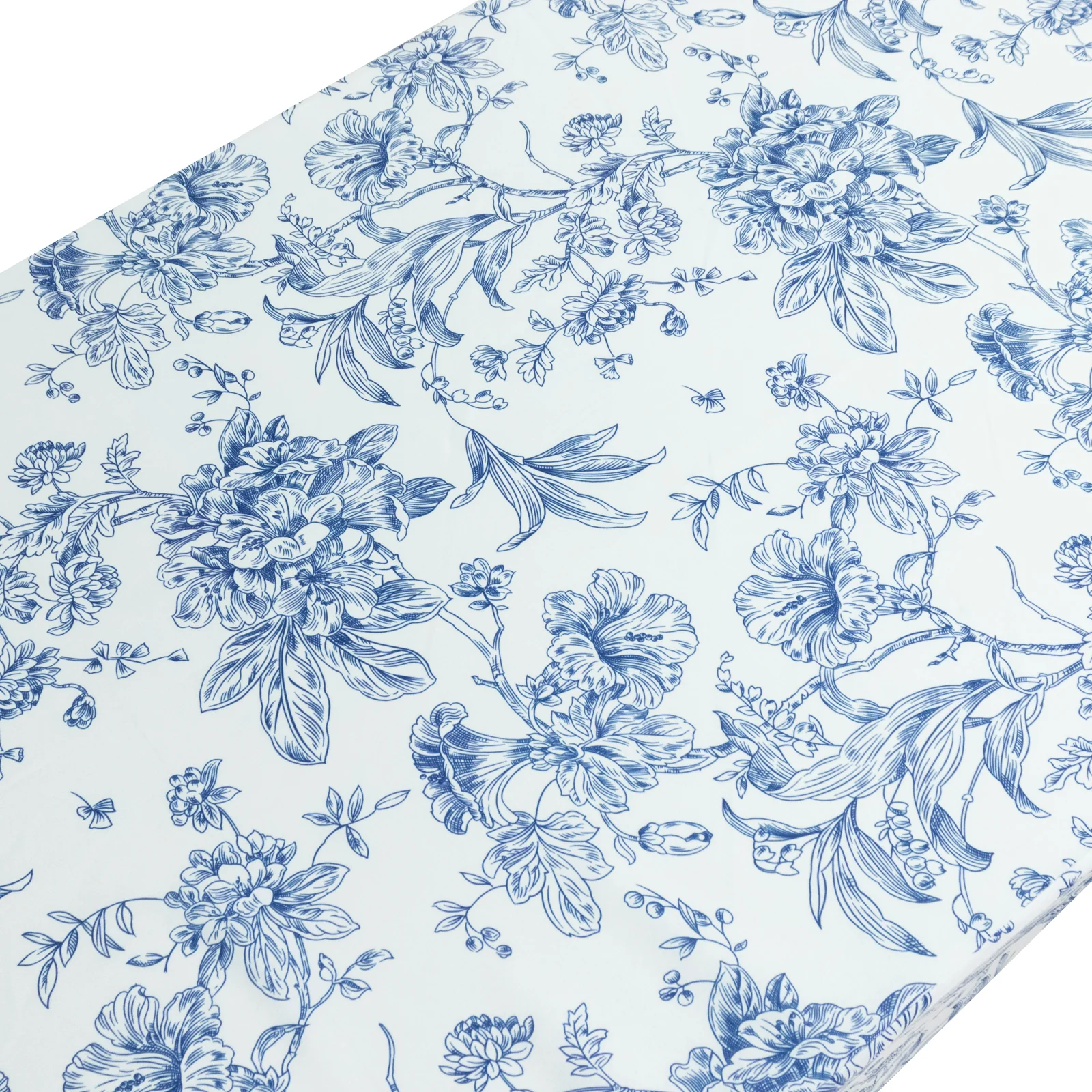 French Toile Fitted Polyester Tablecloth 6ft – Blue & White Rectangular Wrinkle-Resistant Table Cover - Image 5