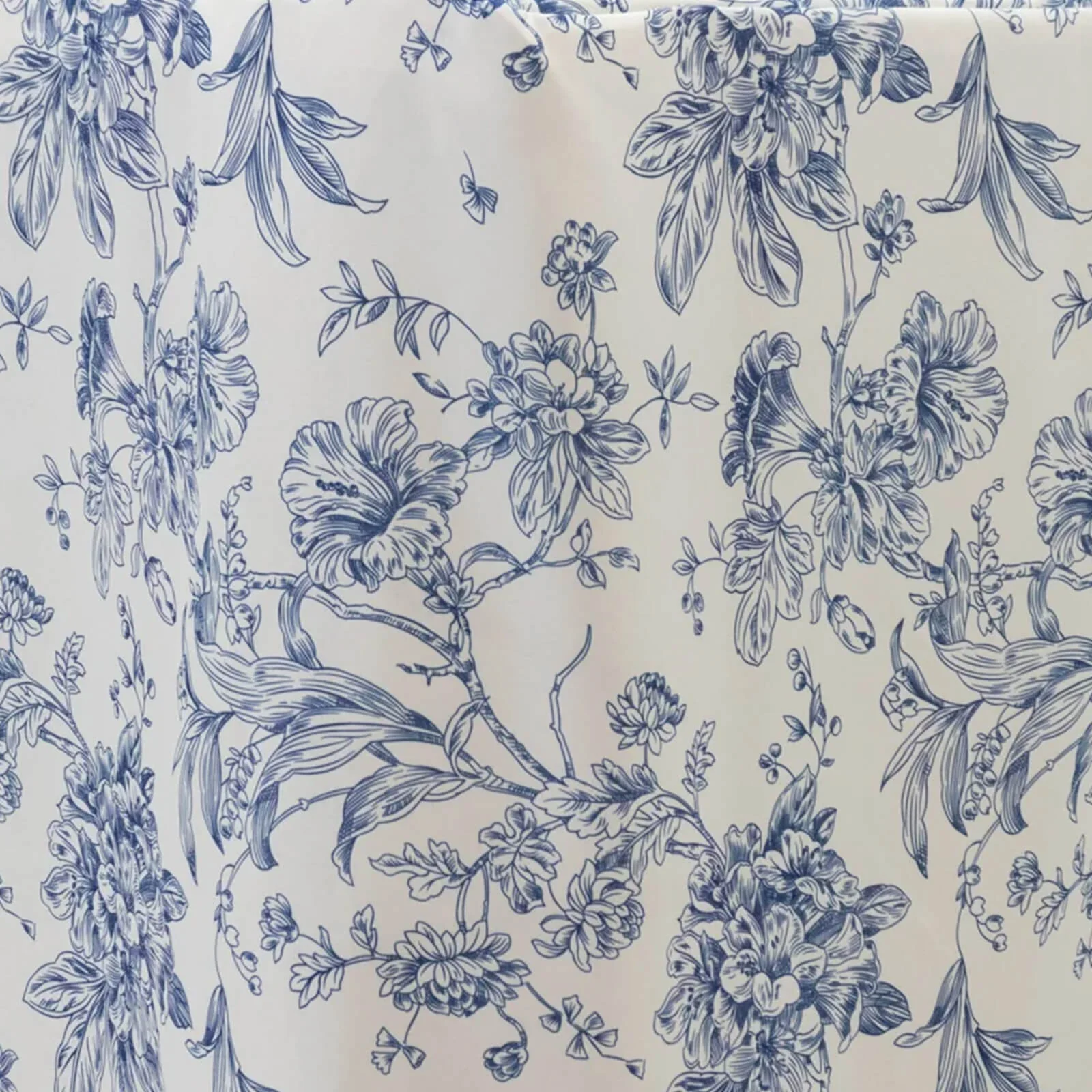 French Toile Fitted Polyester Tablecloth 8ft – Blue & White Rectangular Wrinkle-Resistant Table Cover - Image 6