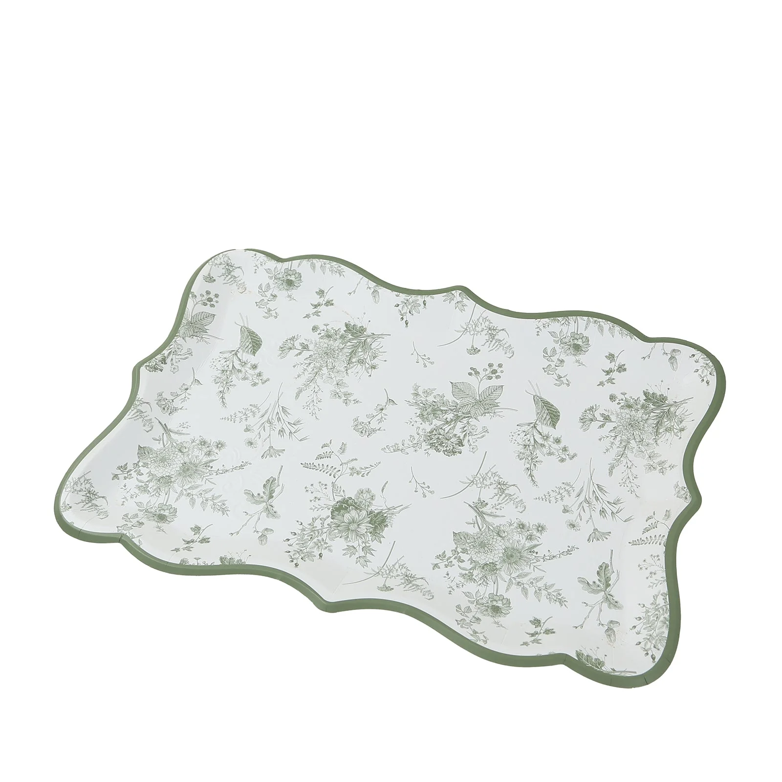 10-Pack Paper Rectangle Serving Trays 14"x10" White/Sage Green with French Toile Pattern - 400GSM Heavy Duty Disposable Cardboard Party Platters for Stylish Food Displays - Image 12