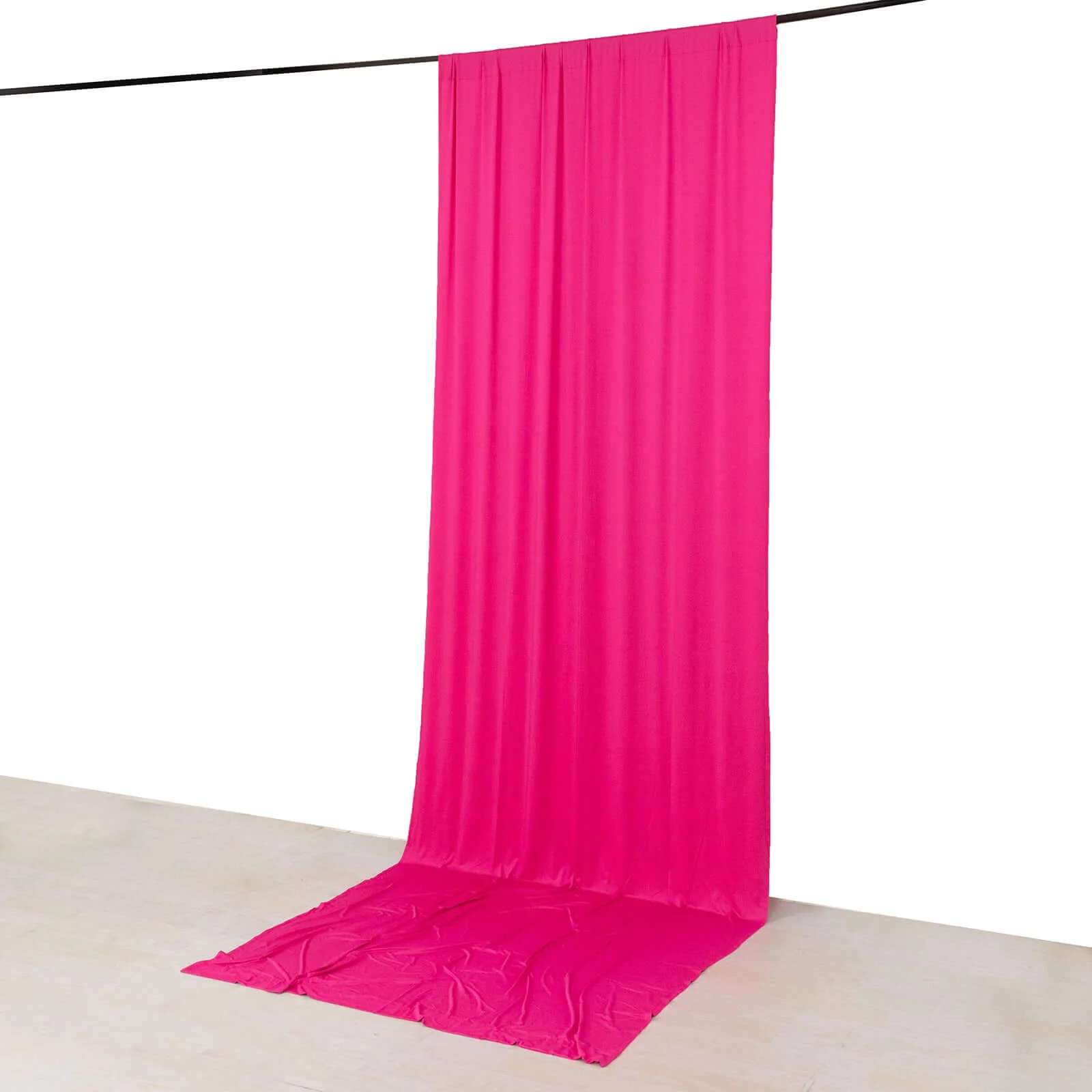 Fuchsia 4-Way Stretch Spandex Backdrop Drape Curtain, Wrinkle Free Event Divider Panel with Rod Pockets - 5ftx14ft - Image 2