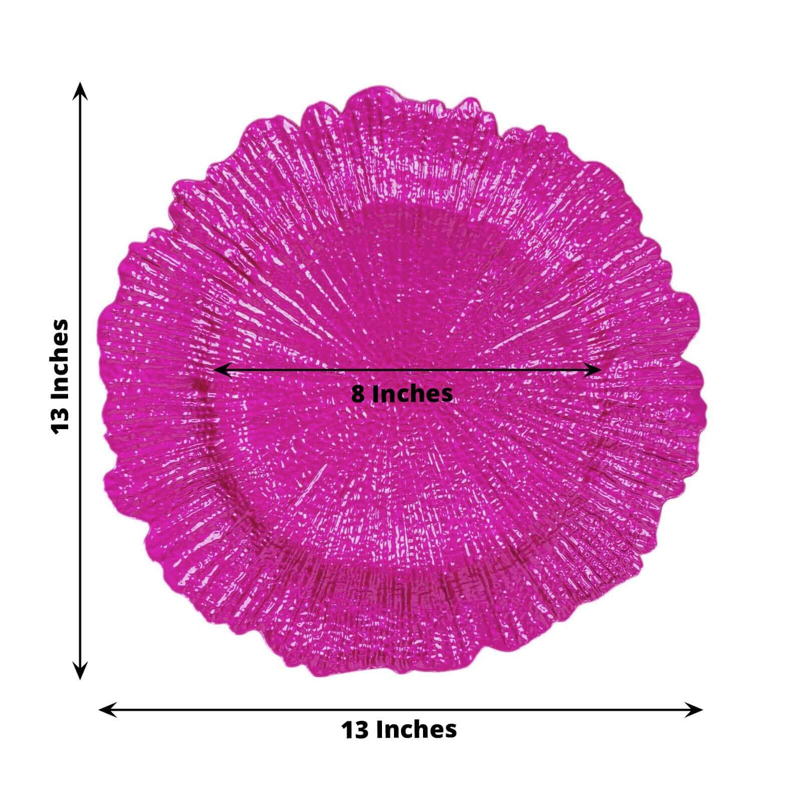 6-Pack Acrylic Plastic Charger Plates 13" Round Fuchsia Reef Design - Decorative Dinner Charger Tableware - Image 3
