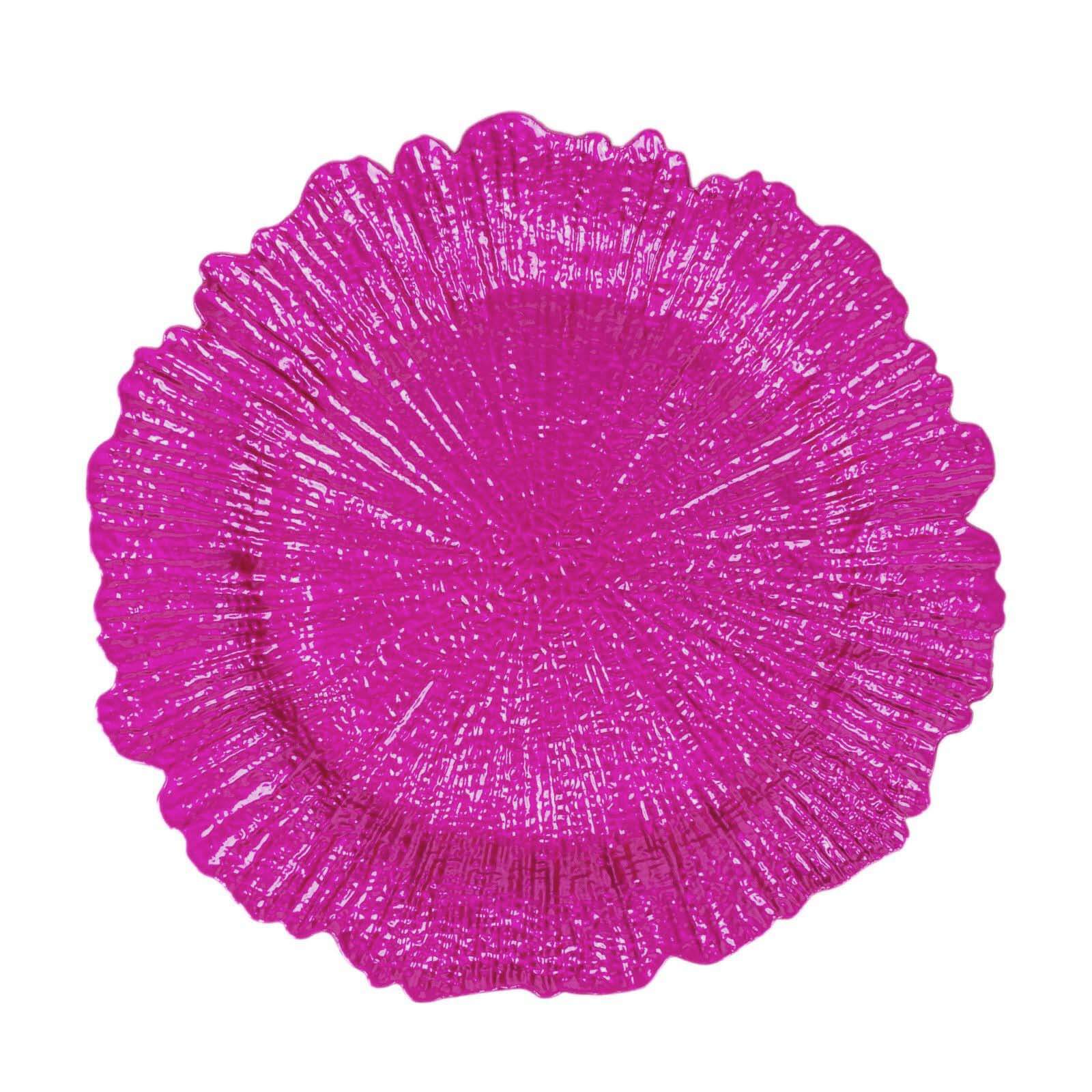 6-Pack Acrylic Plastic Charger Plates 13" Round Fuchsia Reef Design - Decorative Dinner Charger Tableware - Image 6