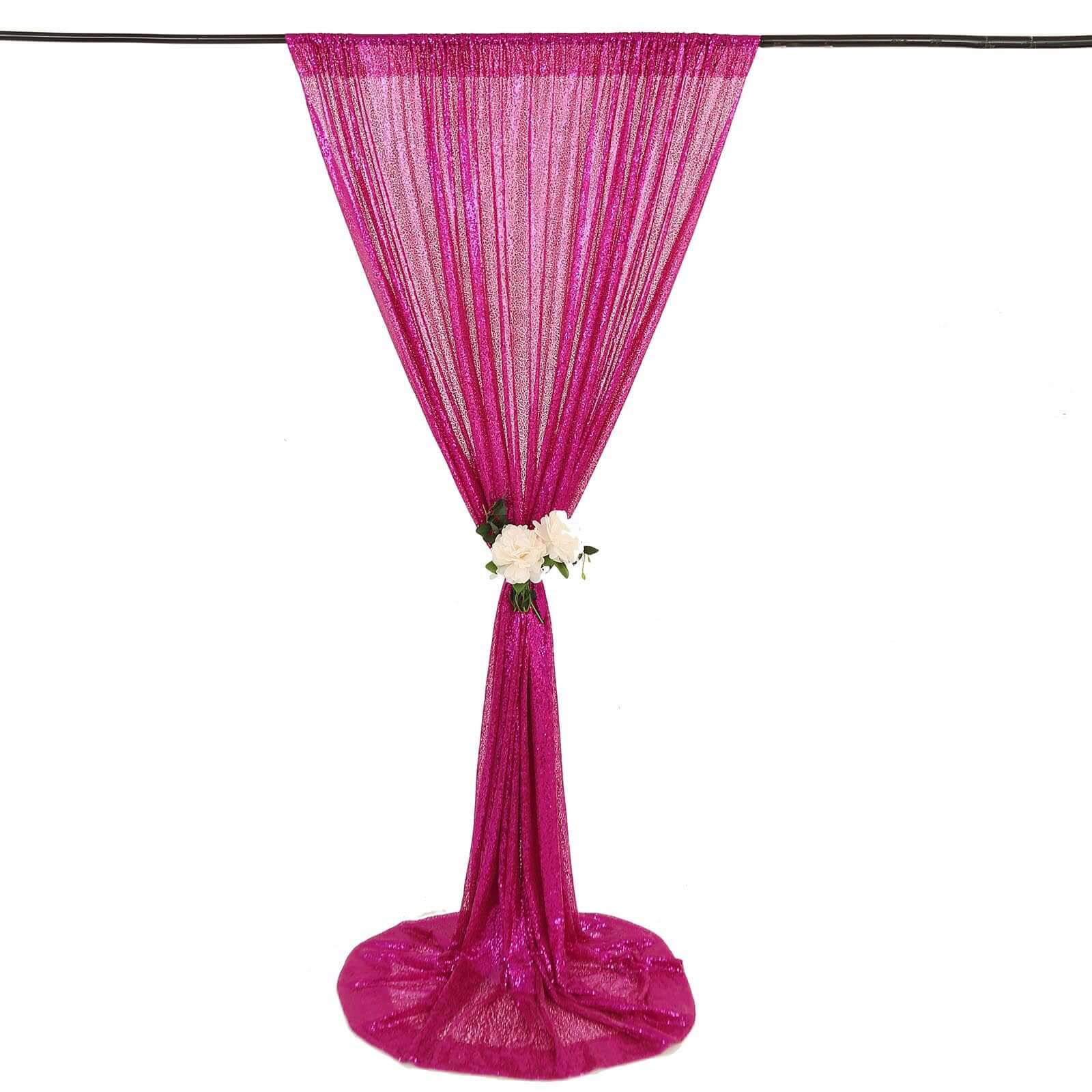 Fuchsia Sequin Backdrop Drape Curtain, Photo Booth Event Divider Panel - 8ftx8ft - Image 8