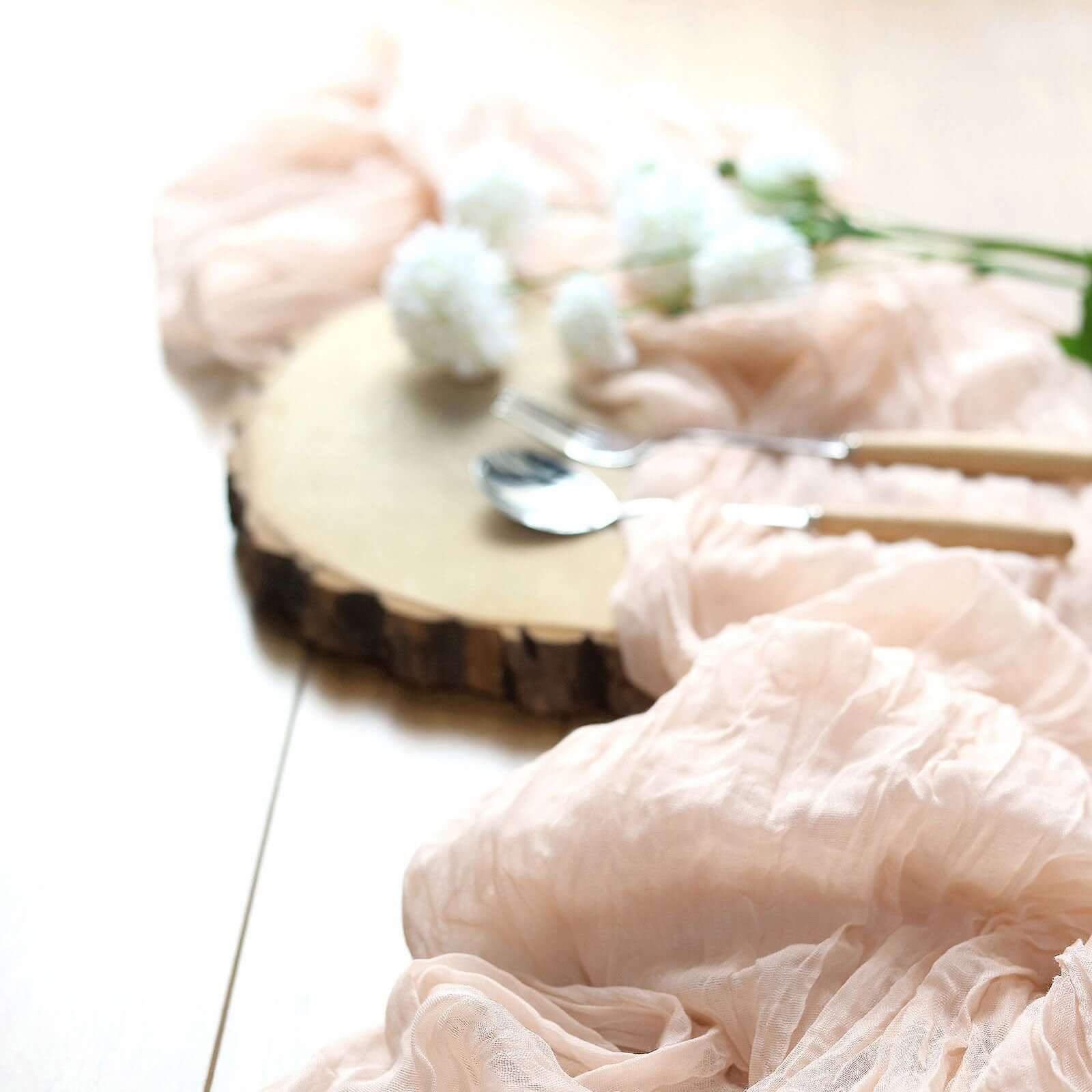 Gauze Cheesecloth Table Runner 10ft Blush - Rustic Boho Table Linen - Image 7