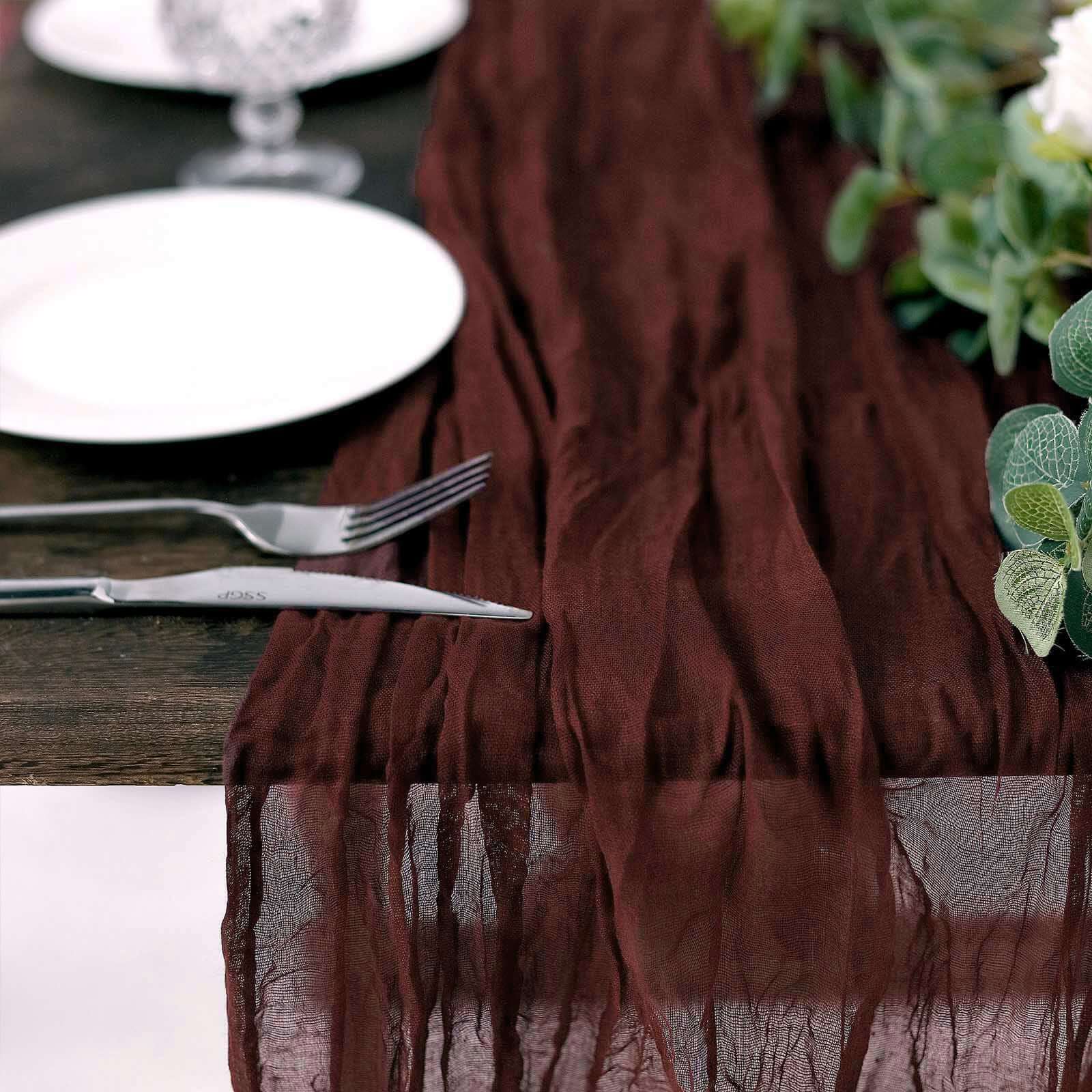 Gauze Cheesecloth Table Runner 10ft Burgundy - Rustic Boho Table Linen - Image 7