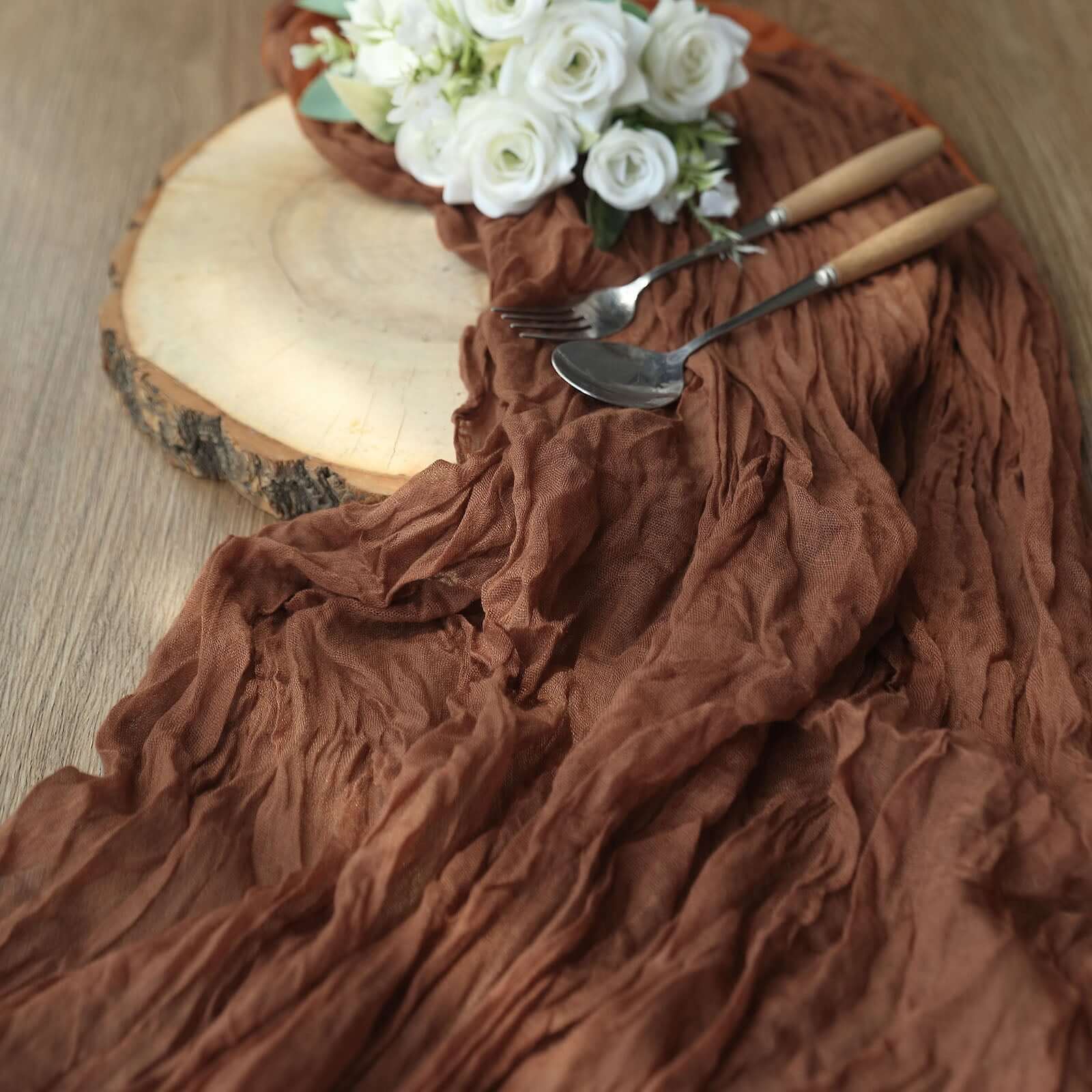 Gauze Cheesecloth Table Runner 10ft Cinnamon Brown - Rustic Boho Table Linen - Image 8