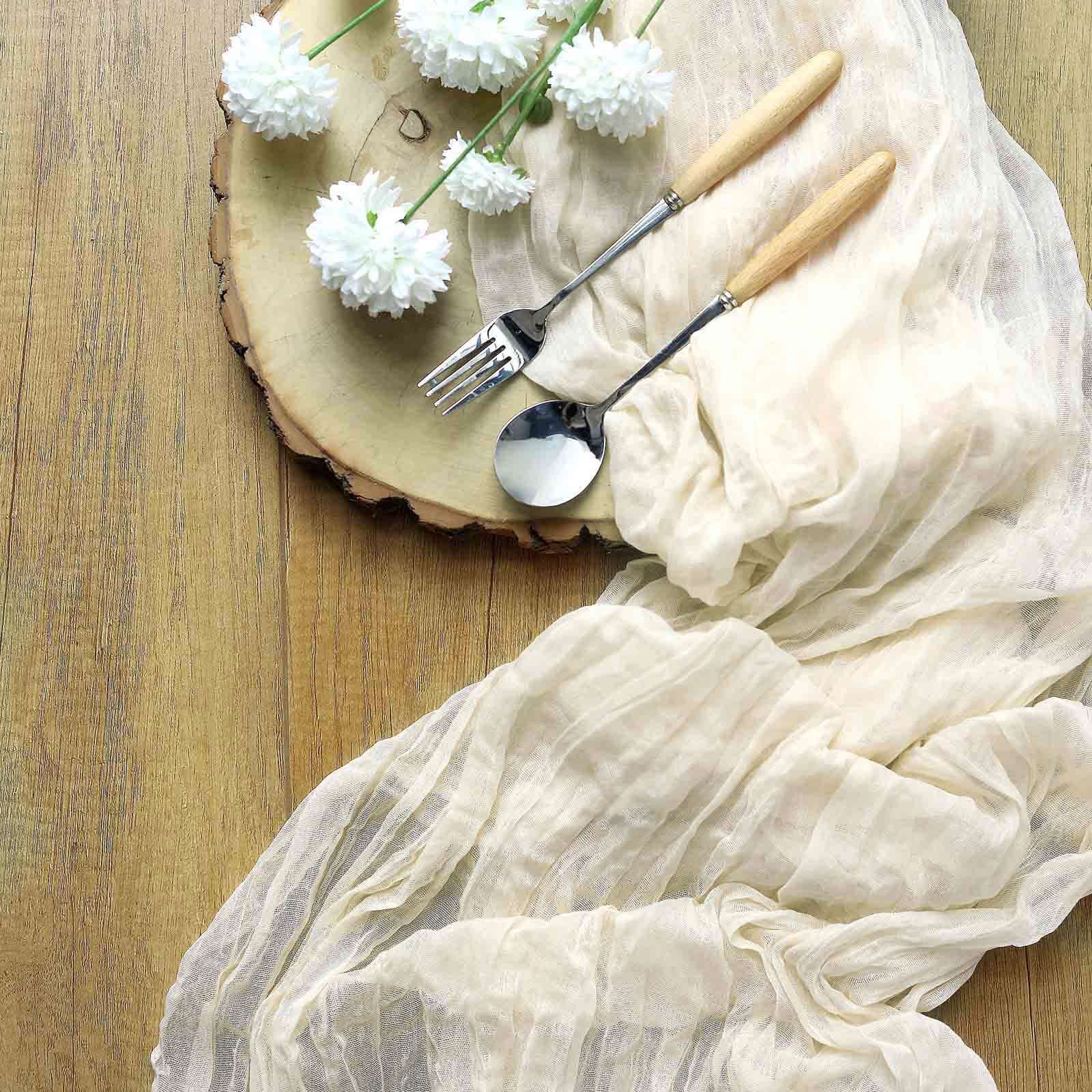 Gauze Cheesecloth Table Runner 10ft Cream - Rustic Boho Table Linen - Image 2