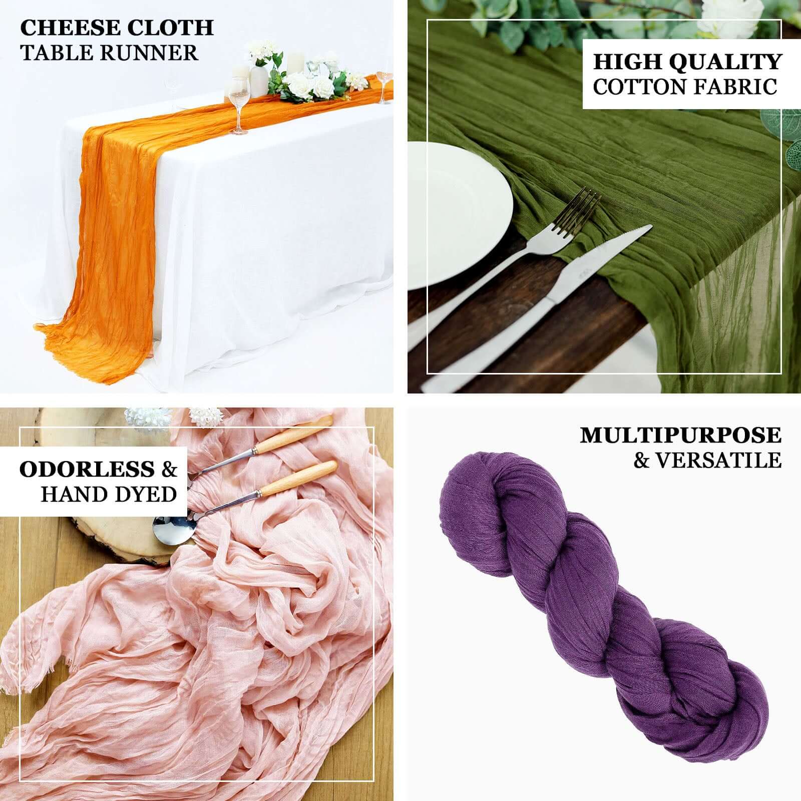 Gauze Cheesecloth Table Runner 10ft Cream - Rustic Boho Table Linen - Image 4