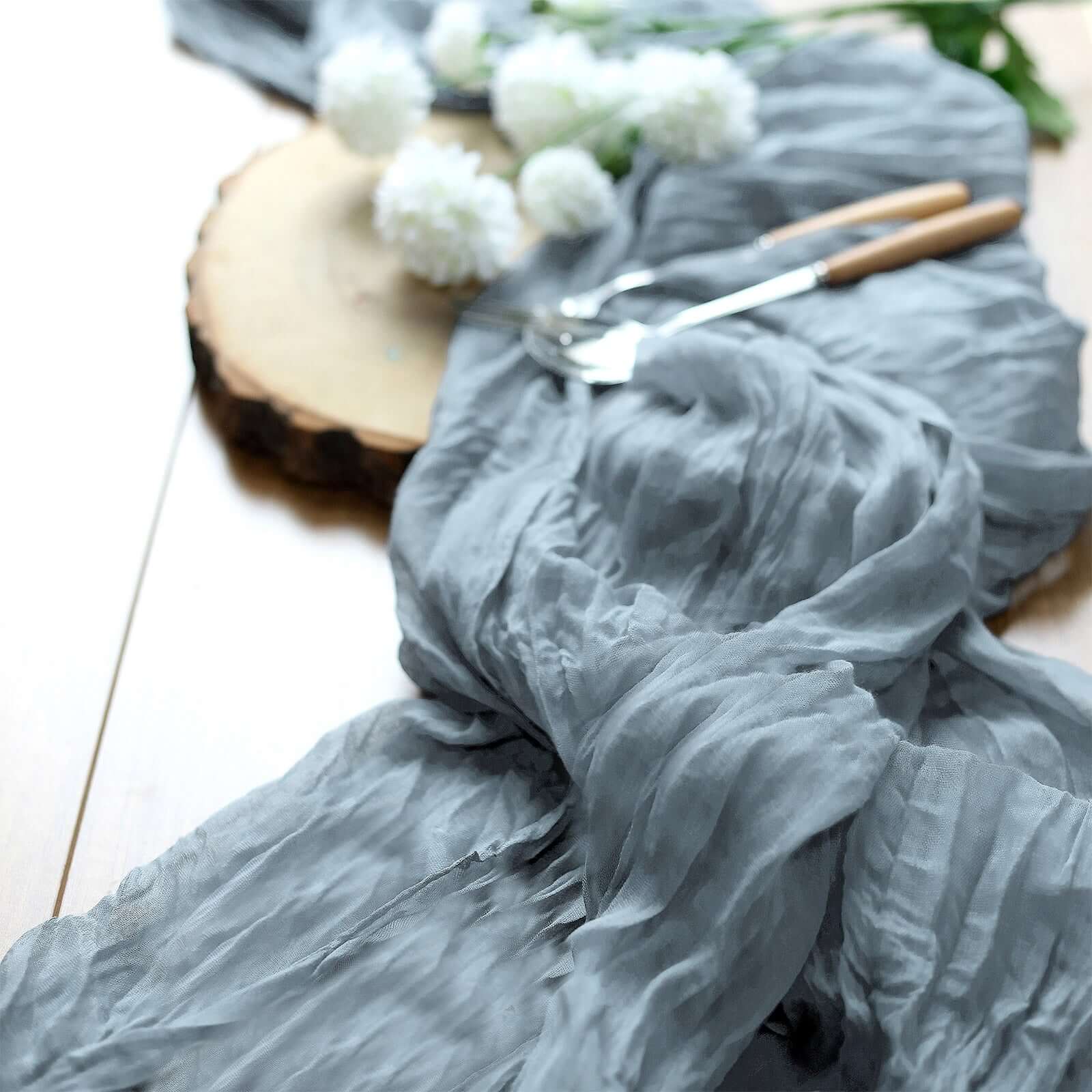 Gauze Cheesecloth Table Runner 10ft Dusty Blue - Rustic Boho Table Linen - Image 7