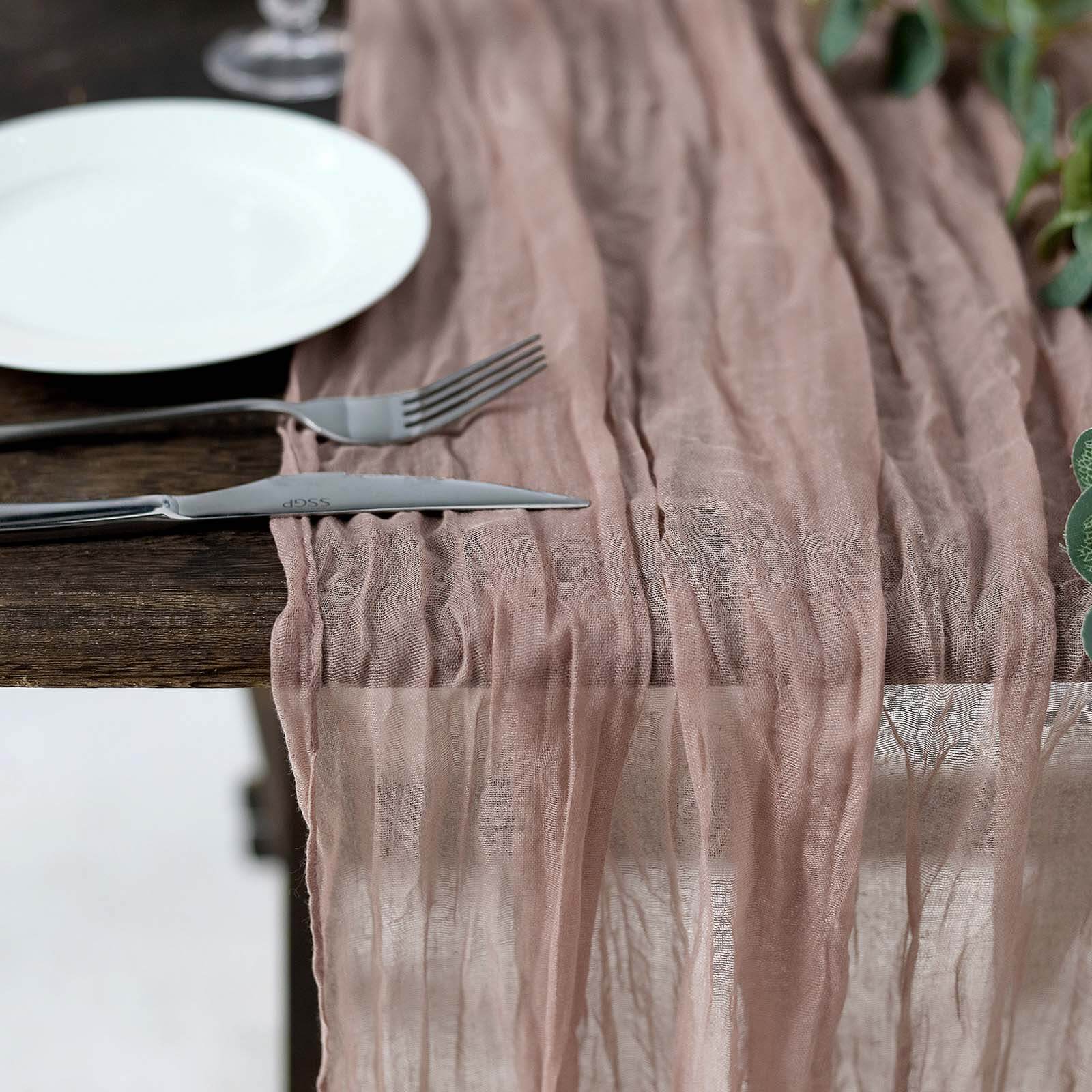 Gauze Cheesecloth Table Runner 10ft Dusty Rose - Rustic Boho Table Linen - Image 2