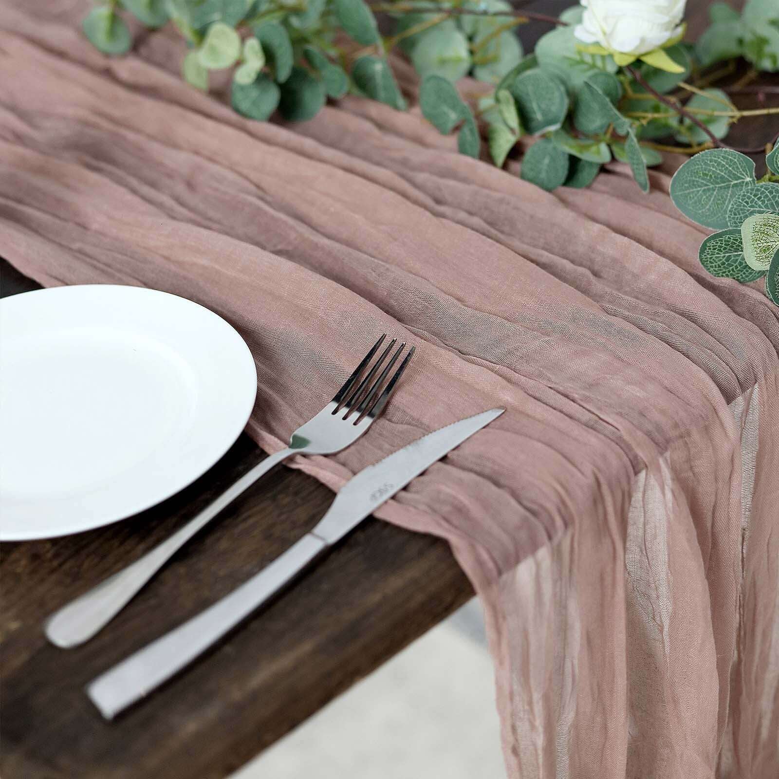 Gauze Cheesecloth Table Runner 10ft Dusty Rose - Rustic Boho Table Linen - Image 7