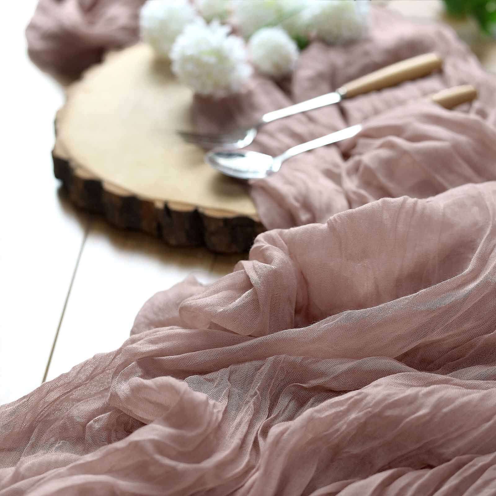 Gauze Cheesecloth Table Runner 10ft Dusty Rose - Rustic Boho Table Linen - Image 8