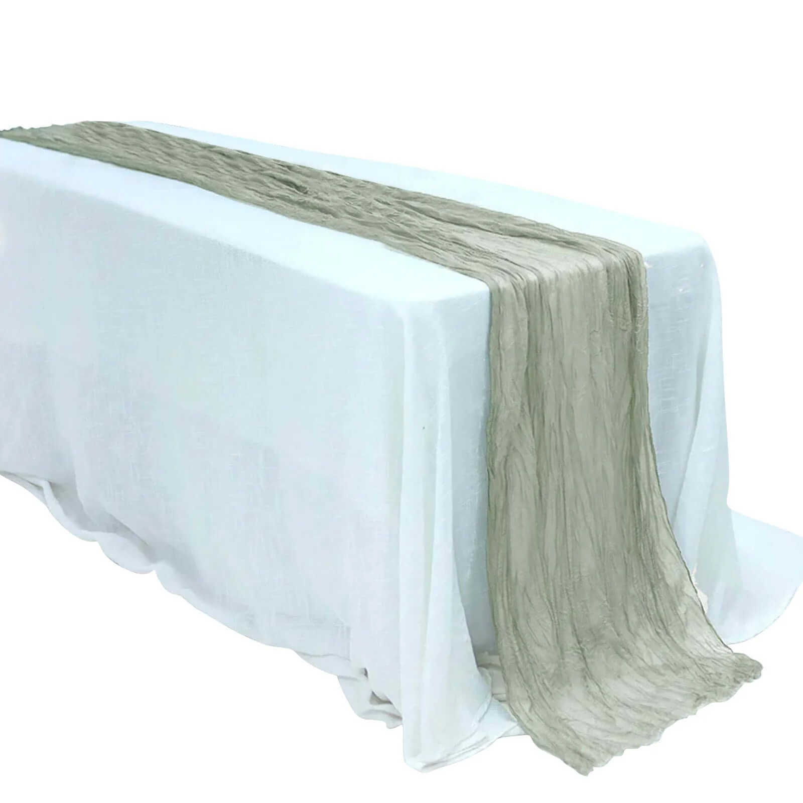 Gauze Cheesecloth Table Runner 10ft Dusty Sage Green - Rustic Boho Table Linen - Image 6