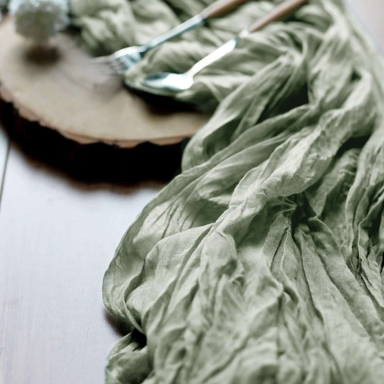 Gauze Cheesecloth Table Runner 10ft Dusty Sage Green - Rustic Boho Table Linen - Image 7