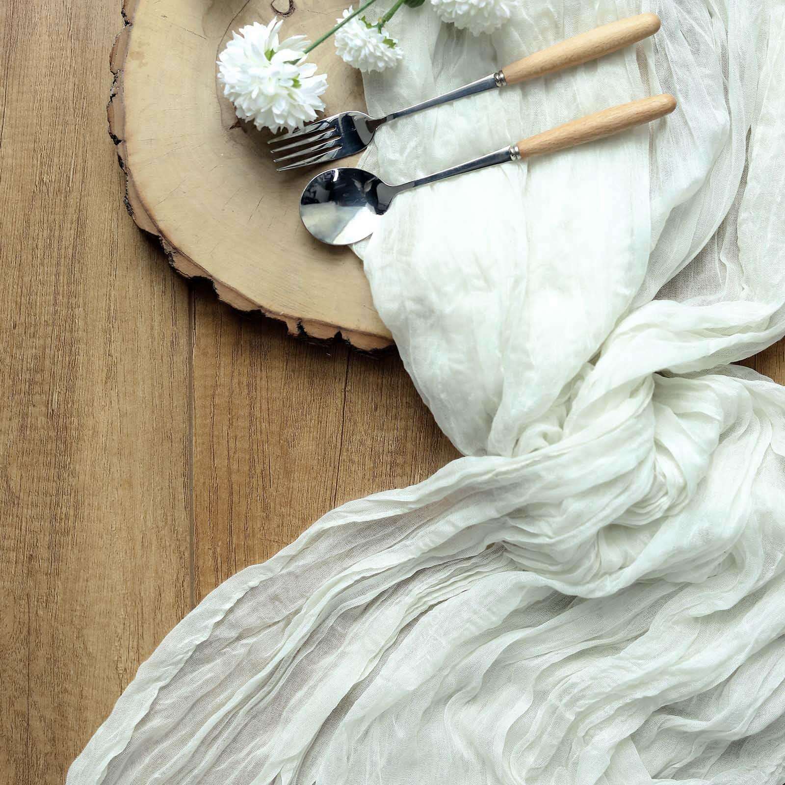 Gauze Cheesecloth Table Runner 10ft Ivory - Rustic Boho Table Linen - Image 2
