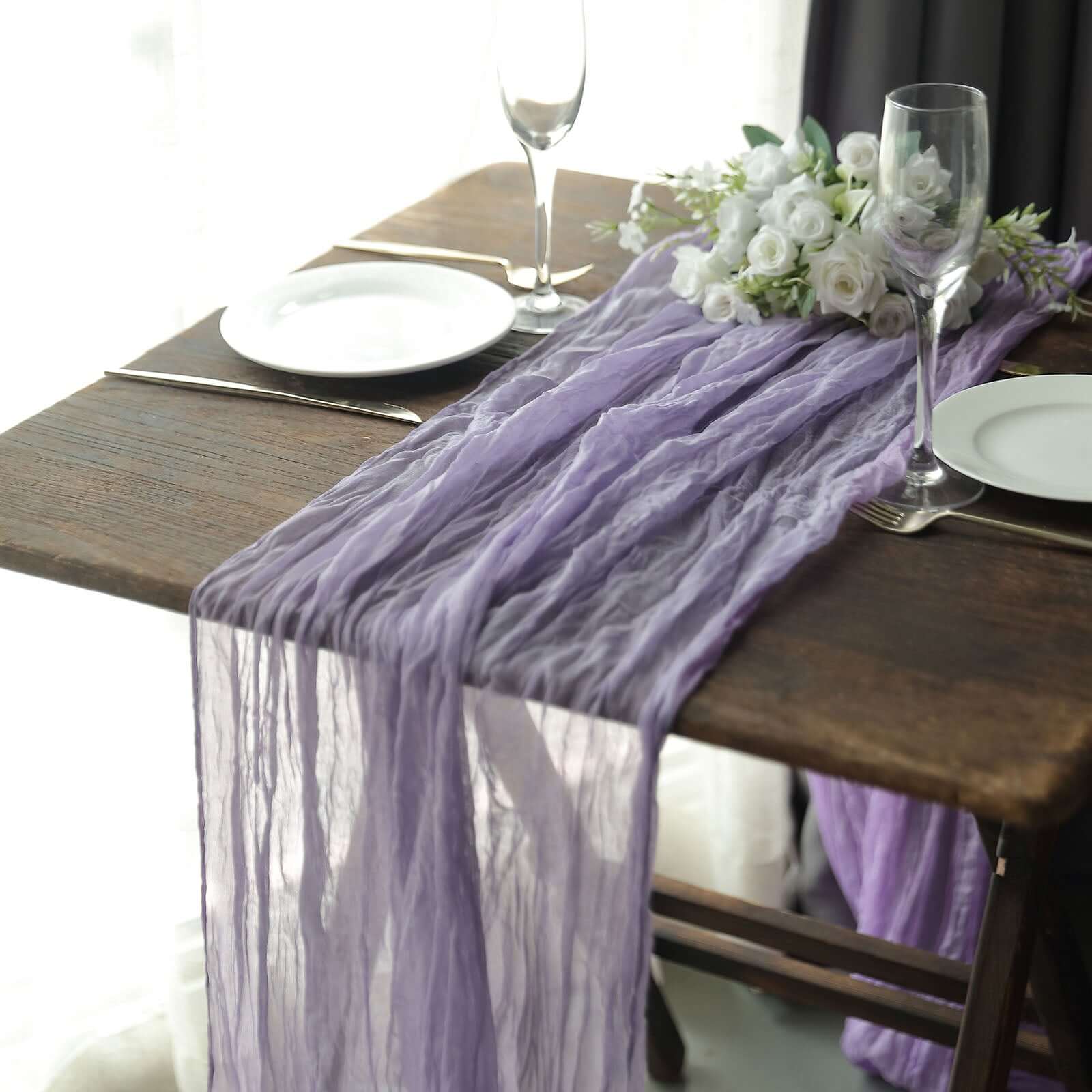 Gauze Cheesecloth Table Runner 10ft Lavender Lilac - Rustic Boho Table Linen - Image 5