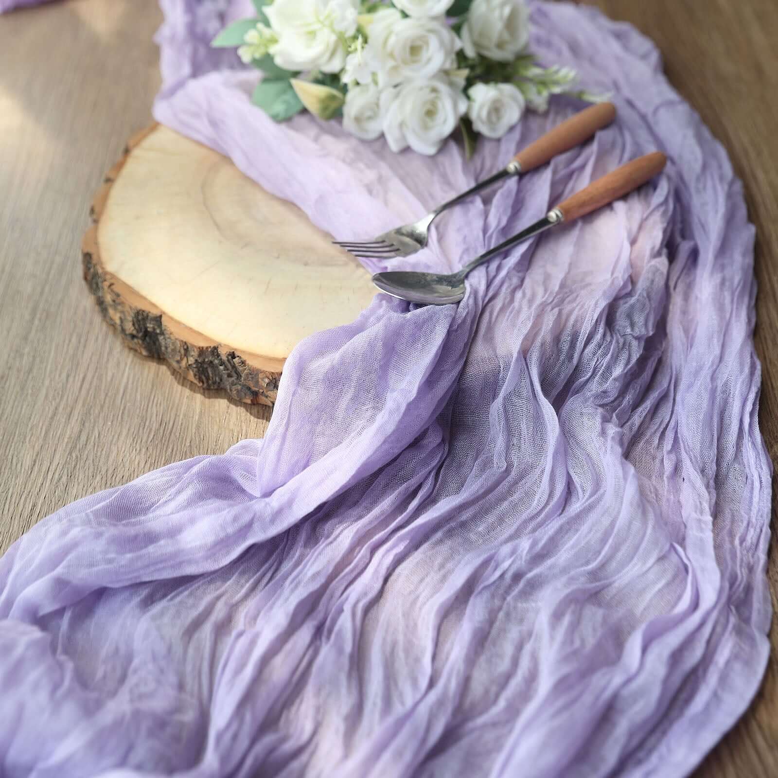Gauze Cheesecloth Table Runner 10ft Lavender Lilac - Rustic Boho Table Linen - Image 8