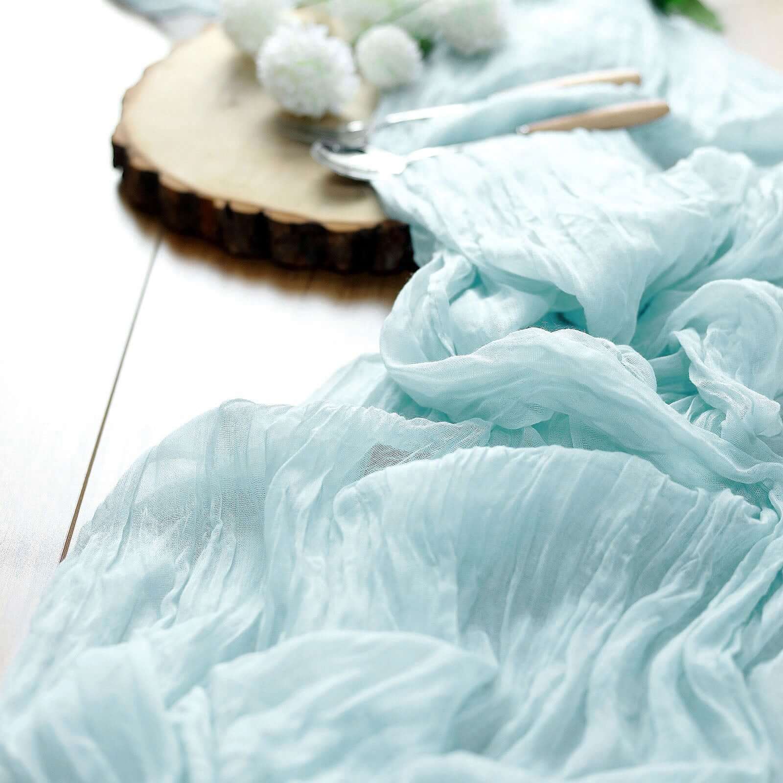 Gauze Cheesecloth Table Runner 10ft Light Blue - Rustic Boho Table Linen - Image 6