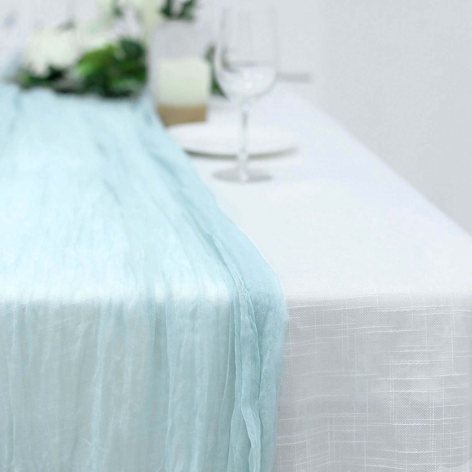 Gauze Cheesecloth Table Runner 10ft Light Blue - Rustic Boho Table Linen - Image 7