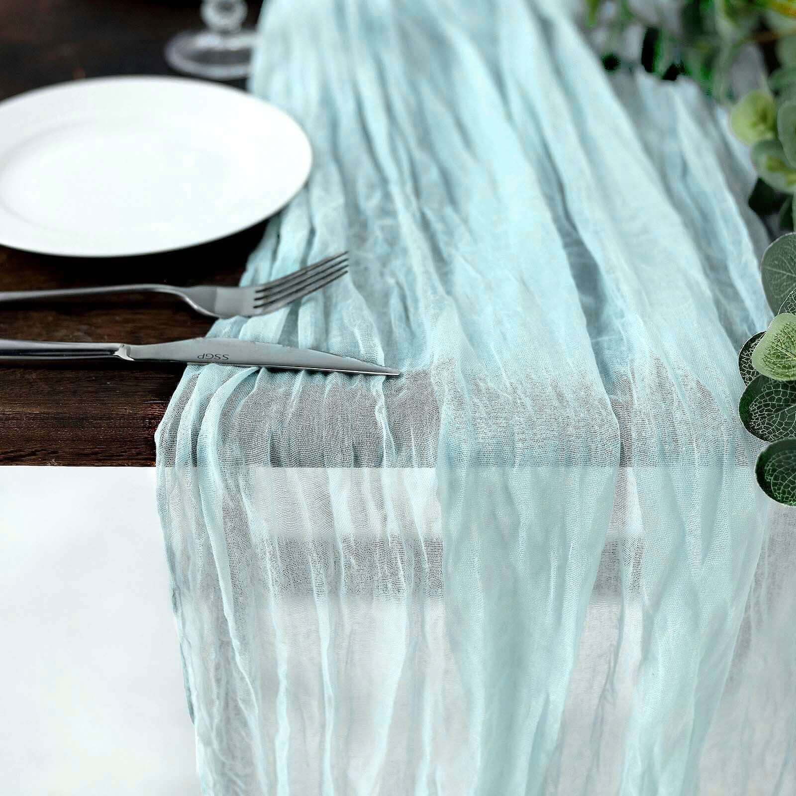 Gauze Cheesecloth Table Runner 10ft Light Blue - Rustic Boho Table Linen - Image 8
