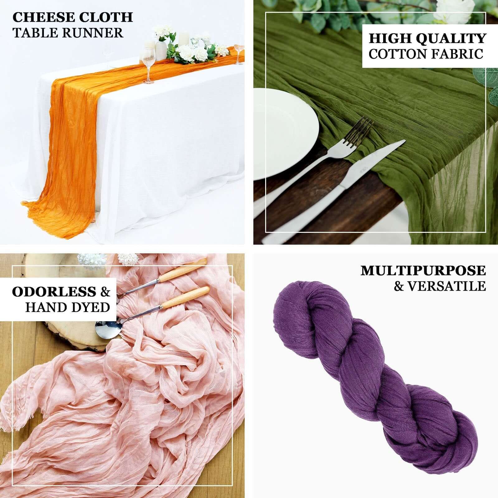 Gauze Cheesecloth Table Runner 10ft Mauve/Cinnamon Rose - Rustic Boho Table Linen - Image 3
