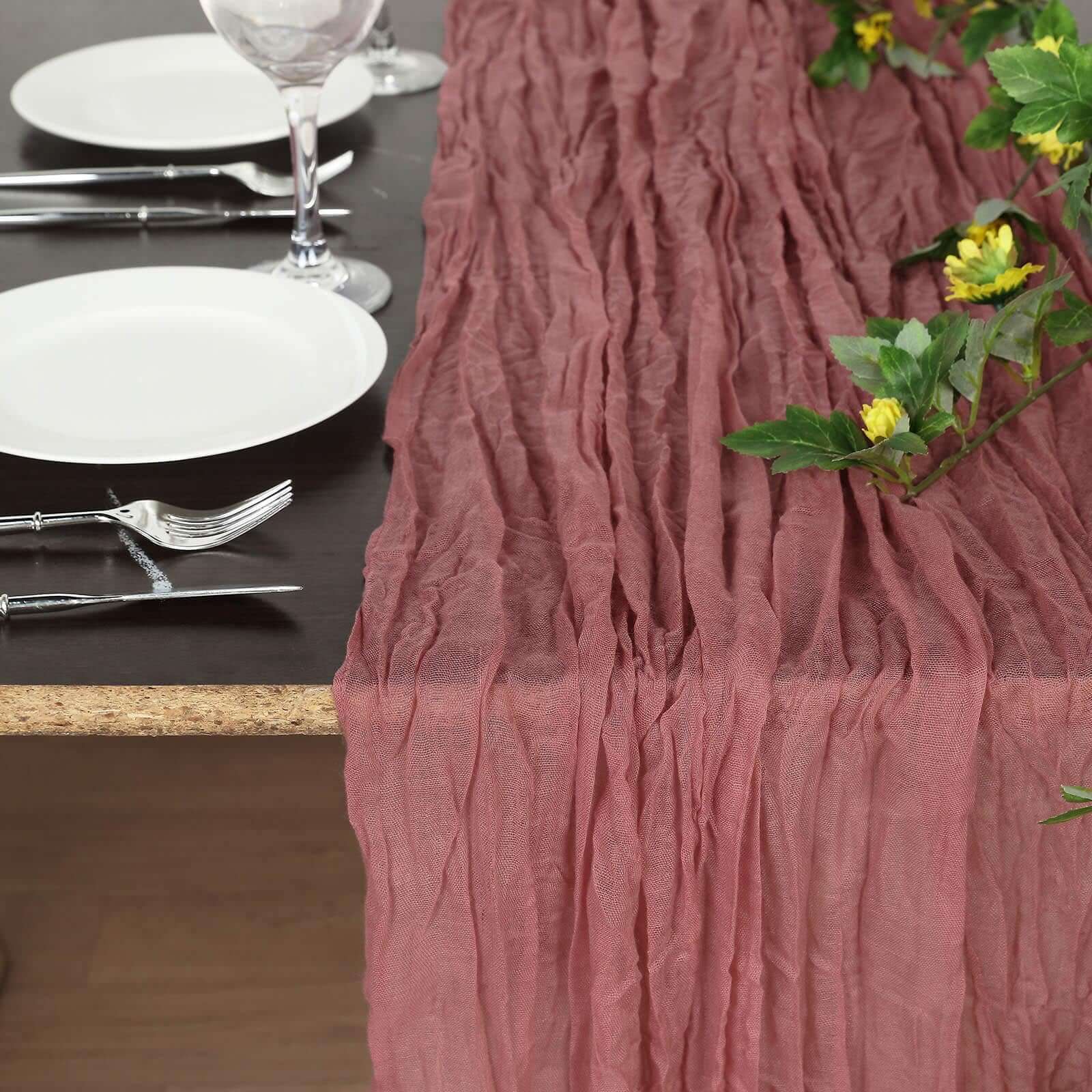 Gauze Cheesecloth Table Runner 10ft Mauve/Cinnamon Rose - Rustic Boho Table Linen - Image 5