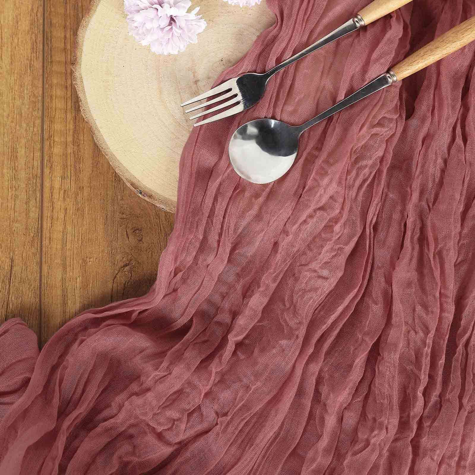 Gauze Cheesecloth Table Runner 10ft Mauve/Cinnamon Rose - Rustic Boho Table Linen - Image 8