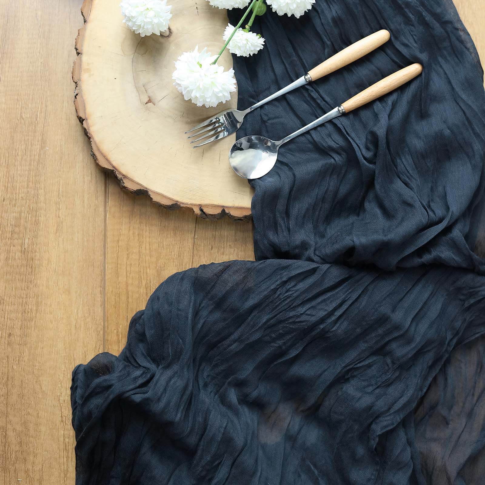 Gauze Cheesecloth Table Runner 10ft Navy Blue - Rustic Boho Table Linen - Image 2