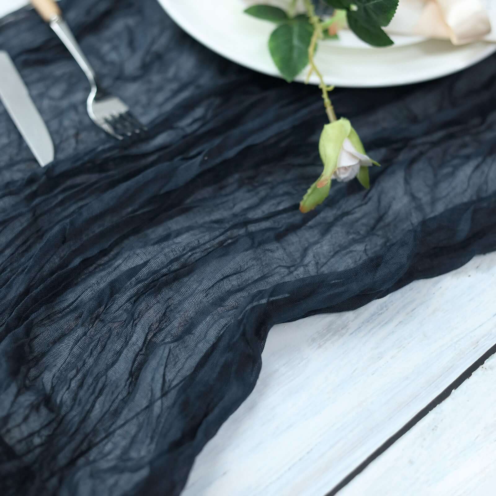 Gauze Cheesecloth Table Runner 10ft Navy Blue - Rustic Boho Table Linen - Image 6