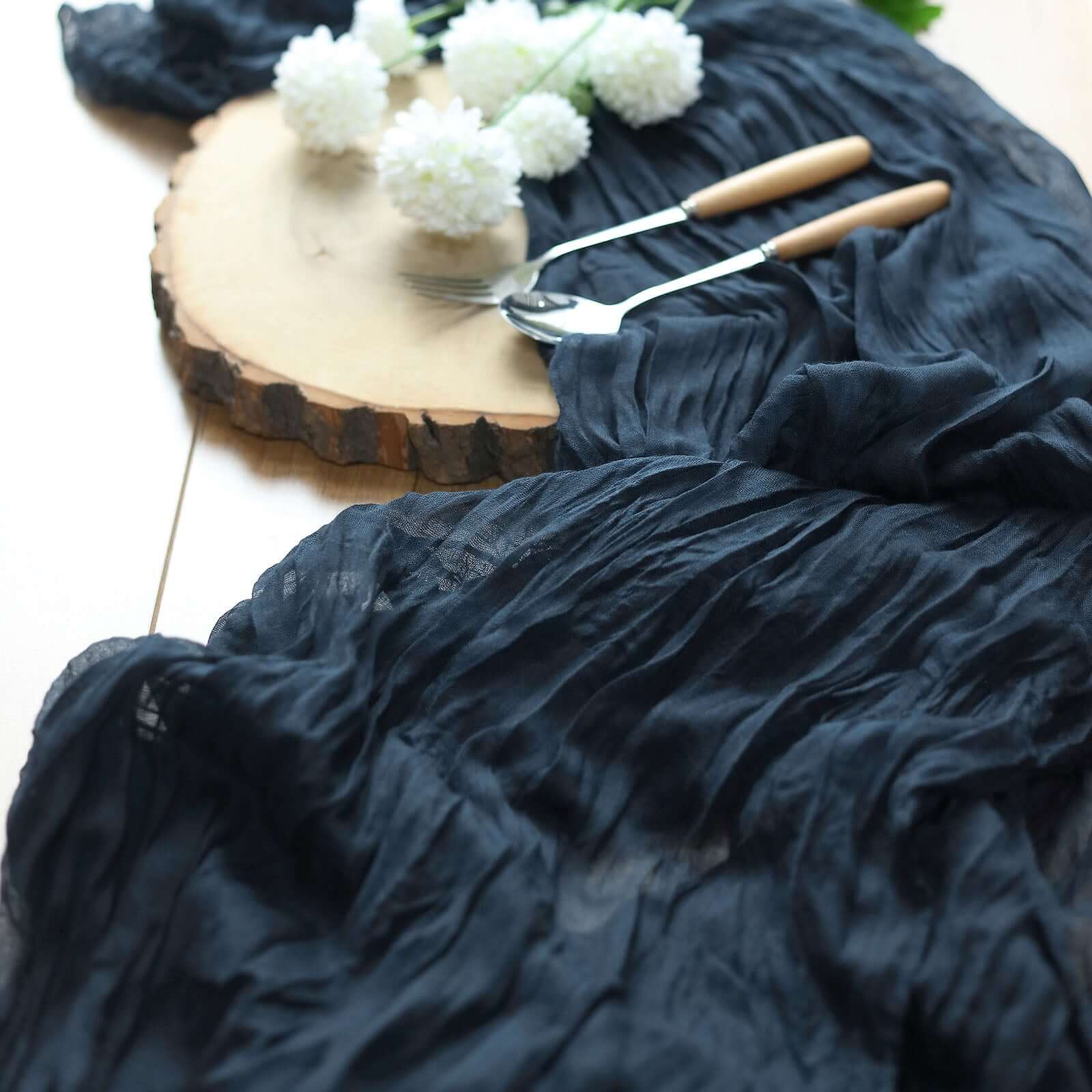 Gauze Cheesecloth Table Runner 10ft Navy Blue - Rustic Boho Table Linen - Image 7