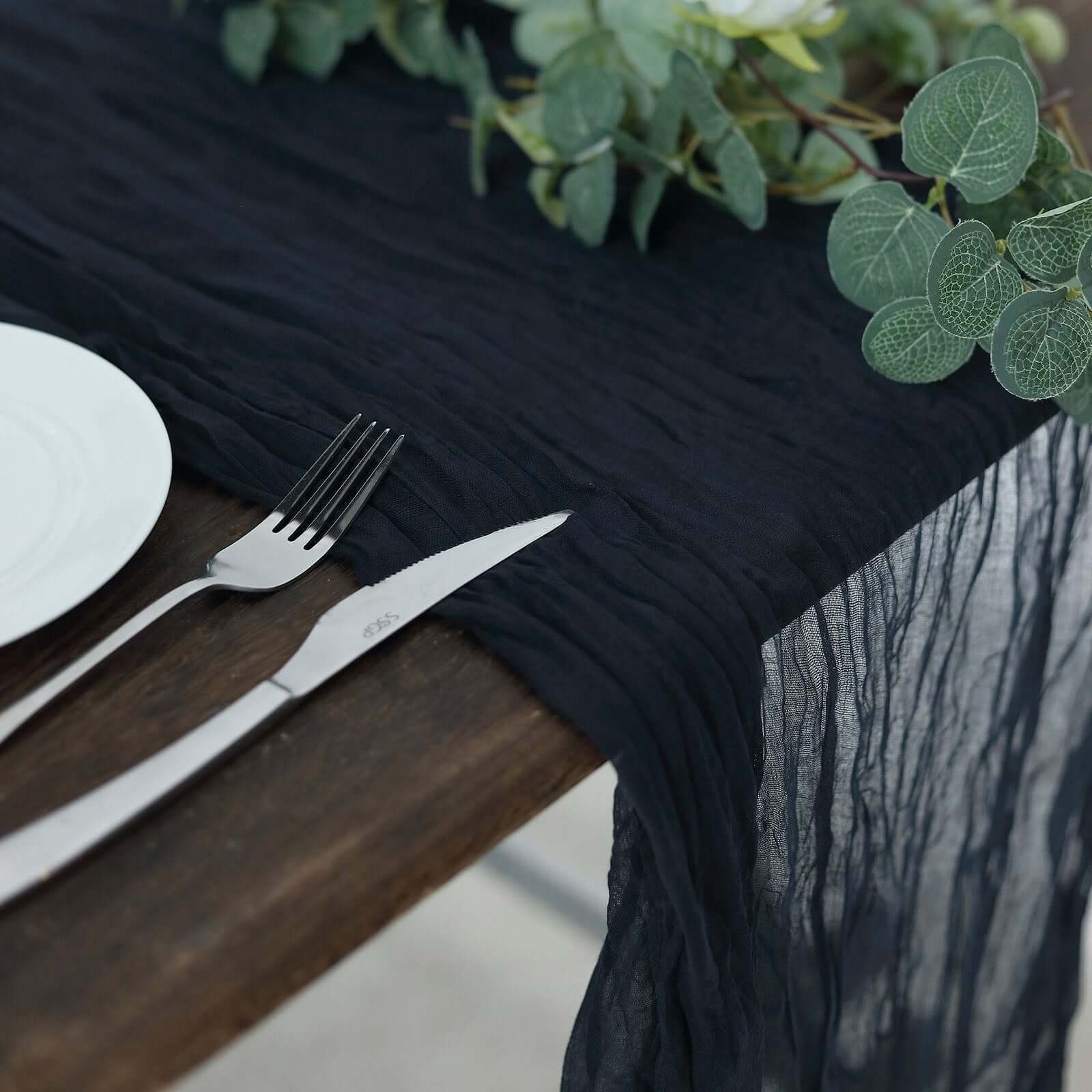 Gauze Cheesecloth Table Runner 10ft Navy Blue - Rustic Boho Table Linen - Image 8
