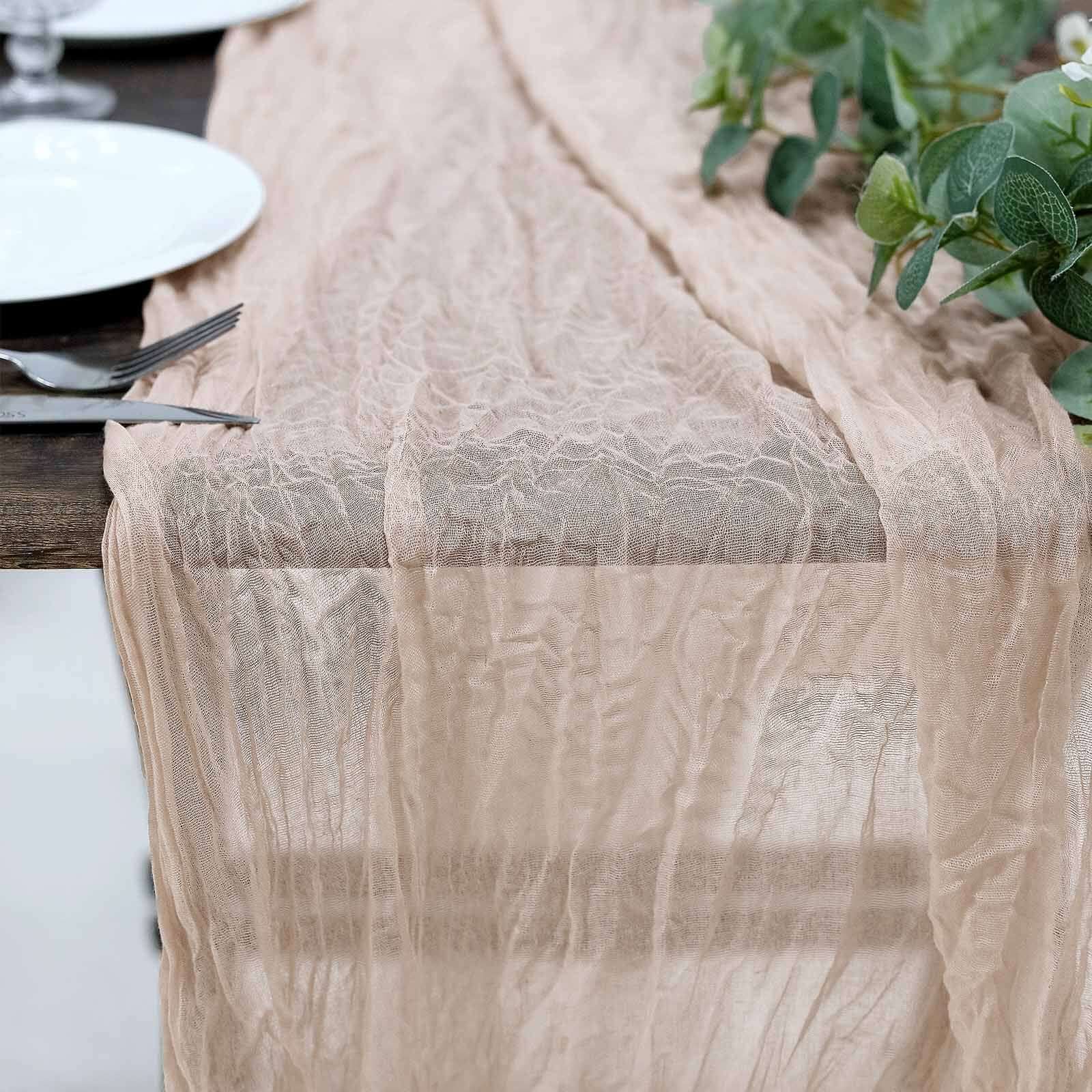 Gauze Cheesecloth Table Runner 10ft Nude - Rustic Boho Table Linen - Image 2