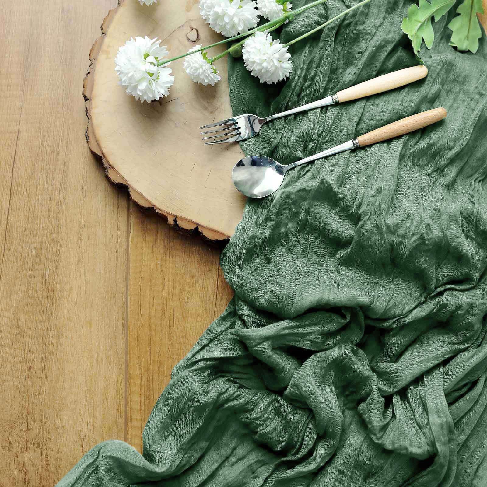 Gauze Cheesecloth Table Runner 10ft Olive Green - Rustic Boho Table Linen - Image 7