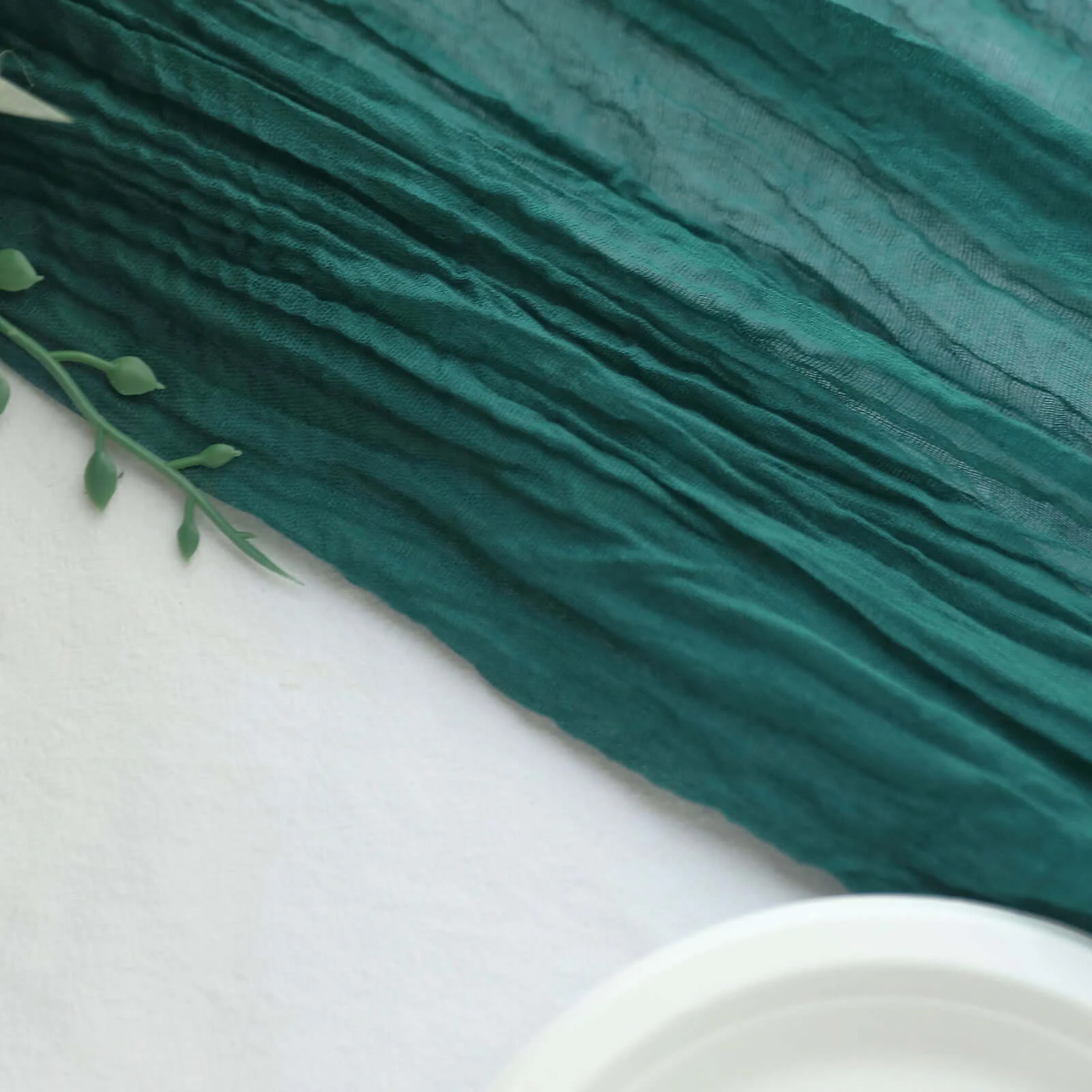 Gauze Cheesecloth Table Runner 10ft Peacock Teal - Rustic Boho Table Linen - Image 7