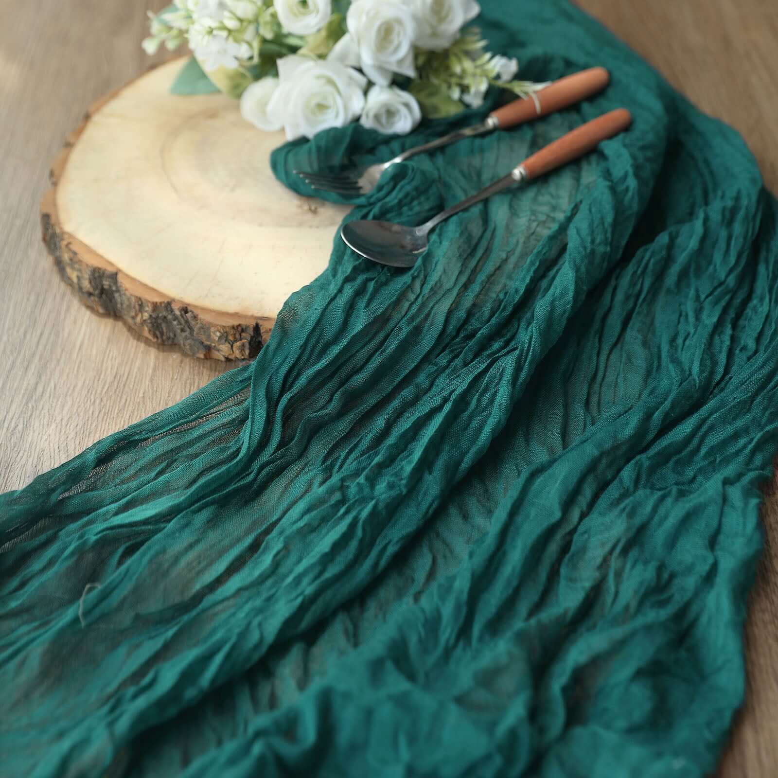 Gauze Cheesecloth Table Runner 10ft Peacock Teal - Rustic Boho Table Linen - Image 8