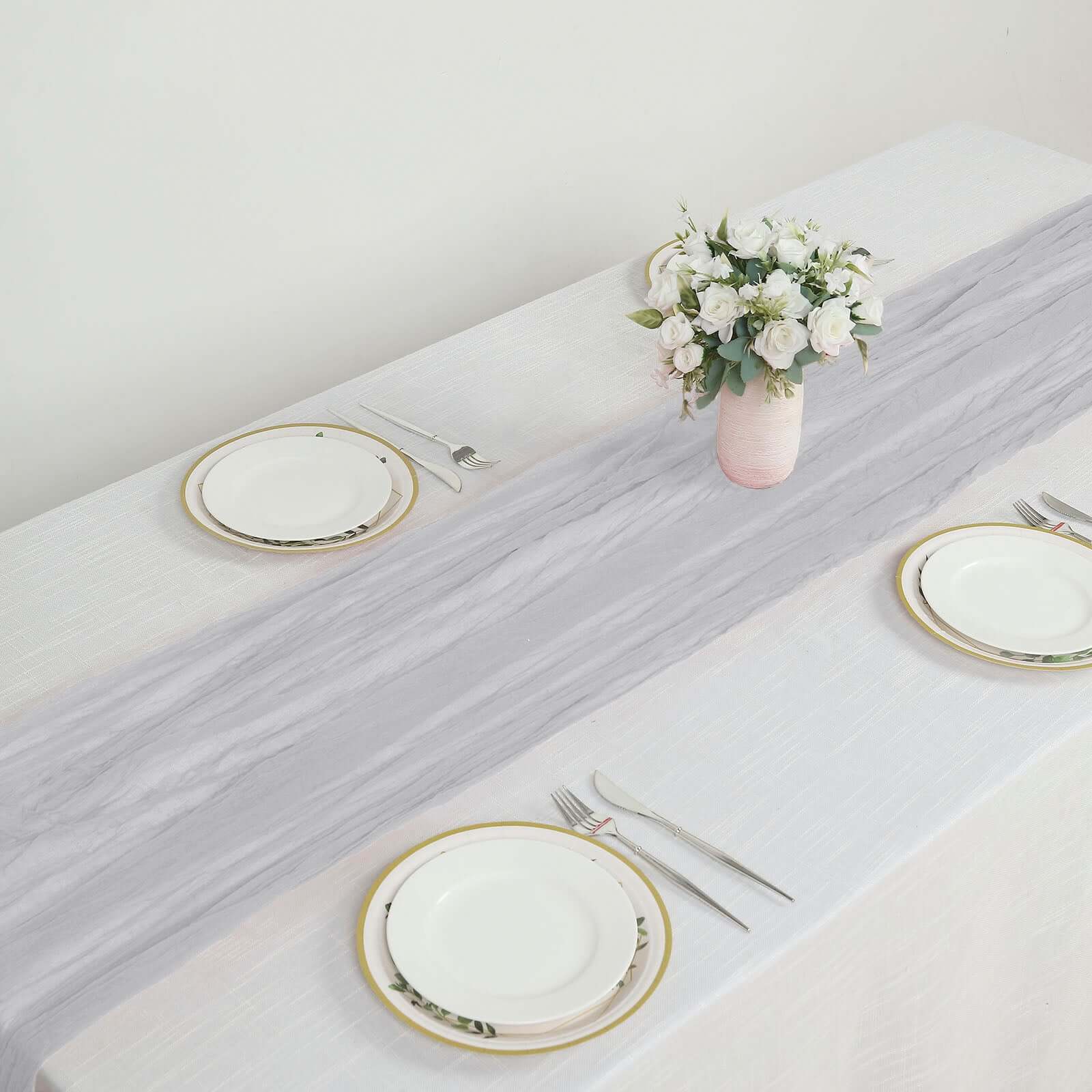 Gauze Cheesecloth Table Runner 10ft Silver - Rustic Boho Table Linen - Image 5
