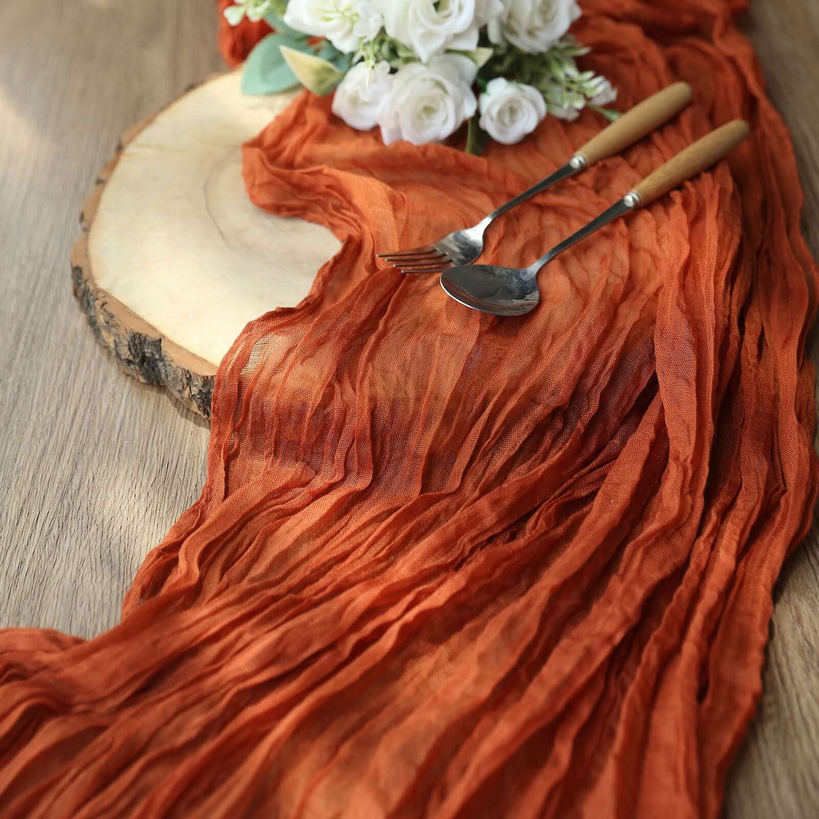 Gauze Cheesecloth Table Runner 10ft Terracotta (Rust) - Rustic Boho Table Linen - Image 9