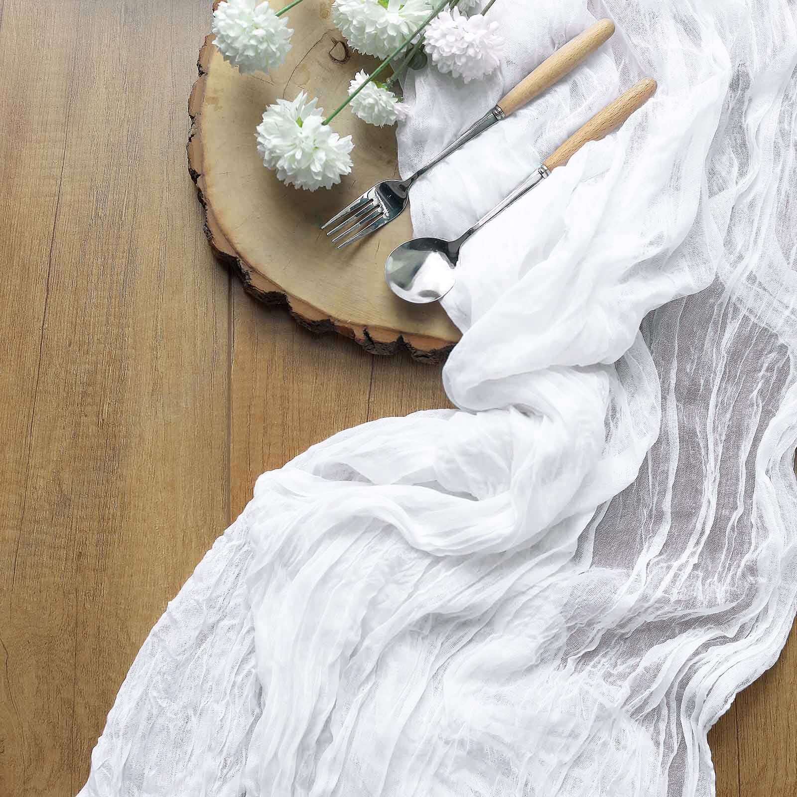 Gauze Cheesecloth Table Runner 10ft White - Soft & Rustic Boho Table Linen for Banquets and Dinners - Image 2