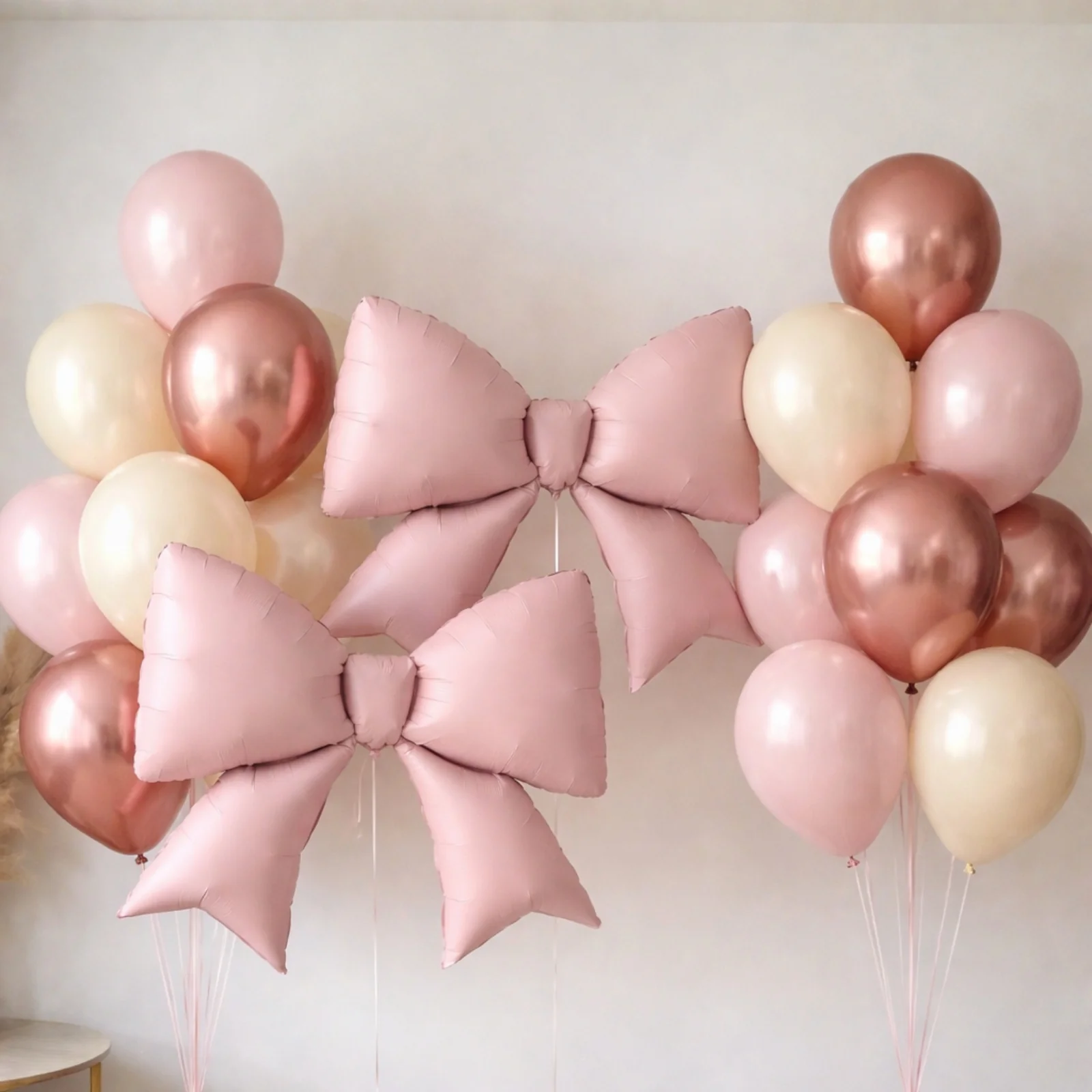 10 Pack Giant Foil Bow Balloons – Matte Blush Party Balloons for Backdrop, Photo Booth & Event Styling, 29″ x 27″ Inflated