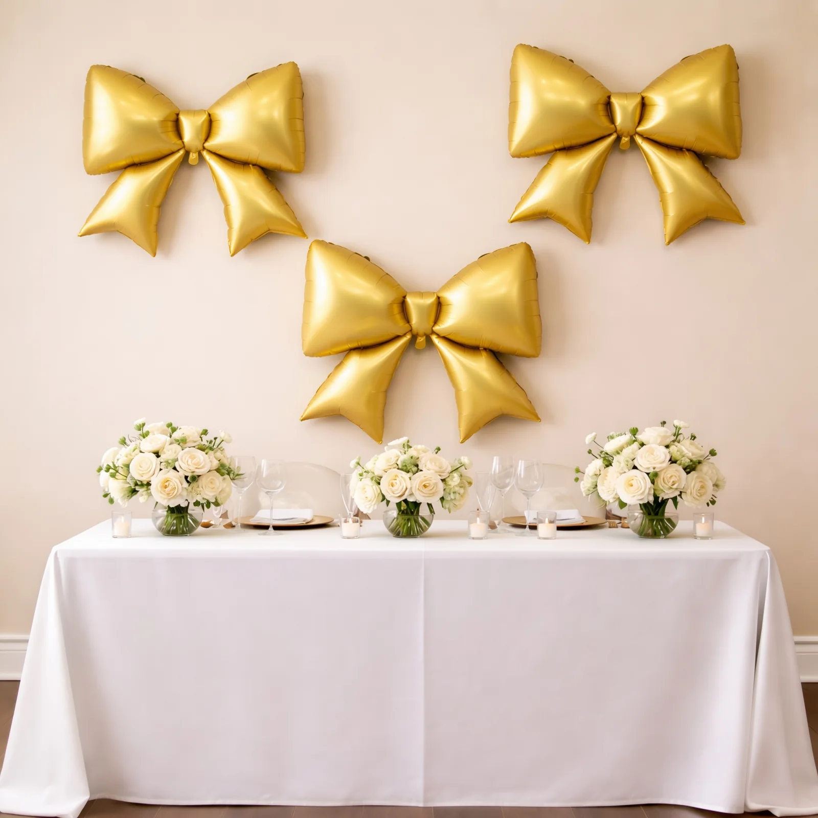 10 Pack Giant Foil Bow Balloons – Matte Gold Party Balloons for Backdrop, Photo Booth & Event Styling, 29″ x 27″ Inflated - Image 6