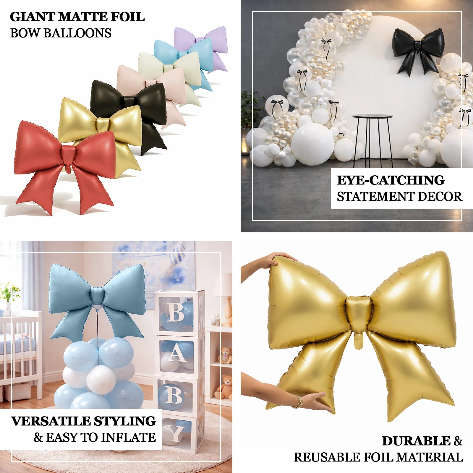 10 Pack Giant Foil Bow Balloons – Matte Lavender Lilac Party Balloons for Backdrop, Photo Booth & Event Styling, 29″ x 27″ Inflated - Image 5