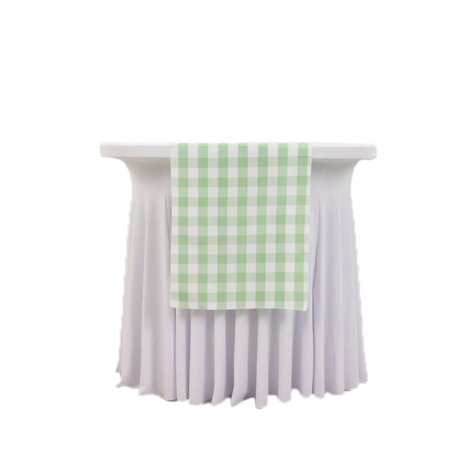 Gingham Polyester Table Runner 14"x108" Sage Green/White Buffalo Plaid - Checkered Table Linen - Image 7