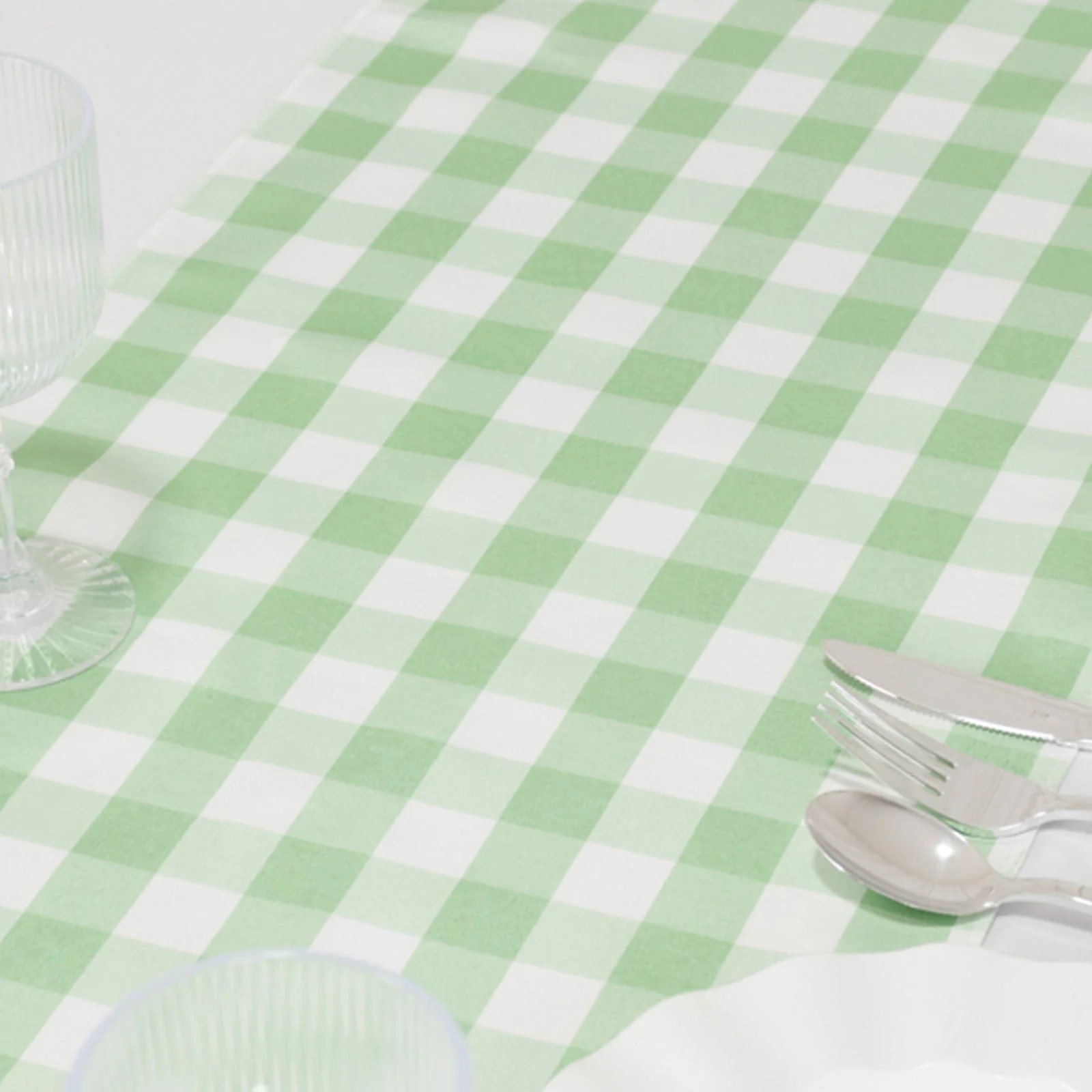 Gingham Polyester Table Runner 14"x108" Sage Green/White Buffalo Plaid - Checkered Table Linen - Image 8