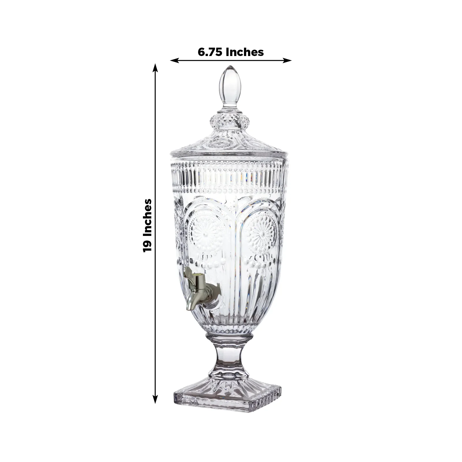 Vintage Cut Glass Beverage Dispenser with Lid & Spigot – Vertical Panel & Floral Medallion Pattern, 3L - Image 3