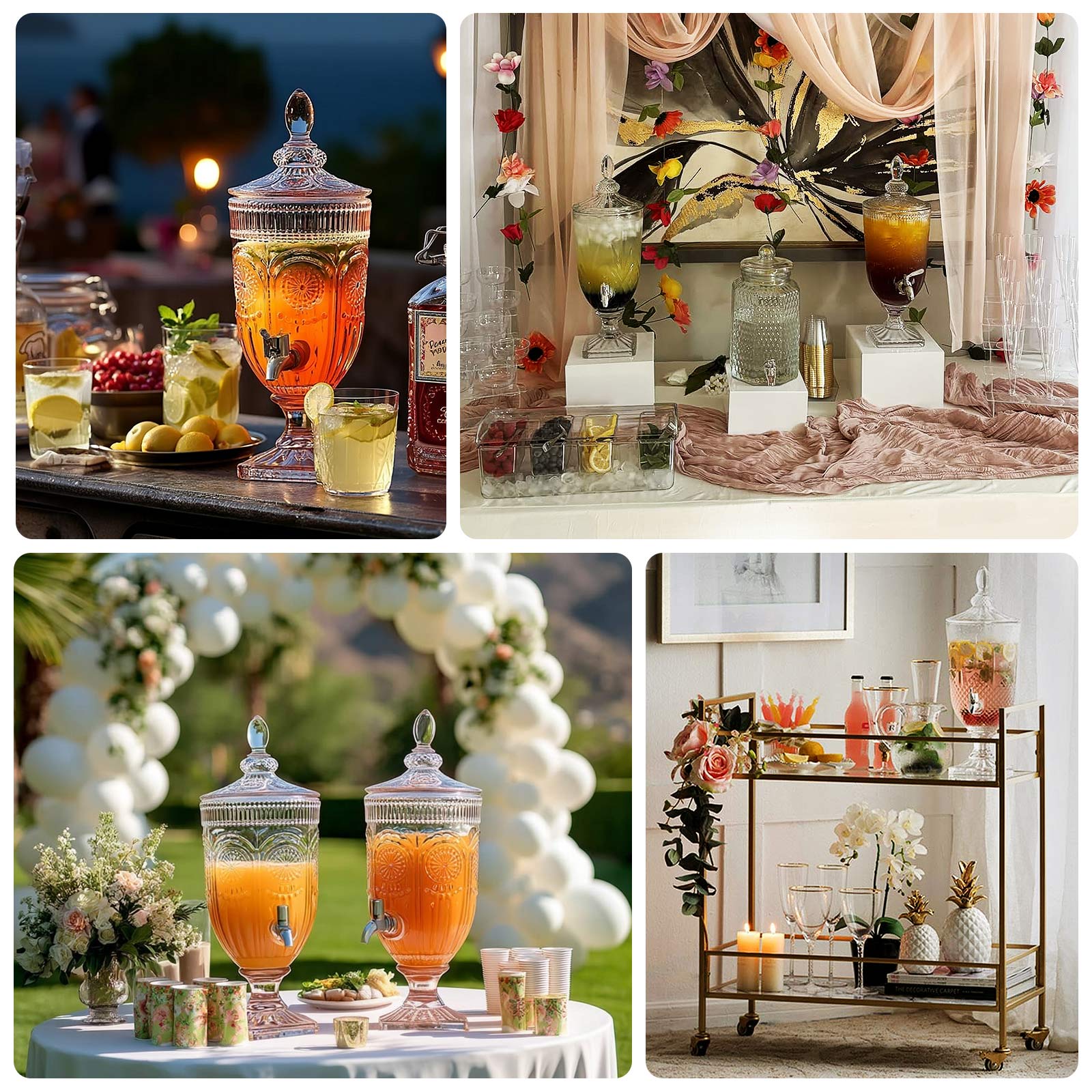 Vintage Cut Glass Beverage Dispenser with Lid & Spigot – Vertical Panel & Floral Medallion Pattern, 3L - Image 5