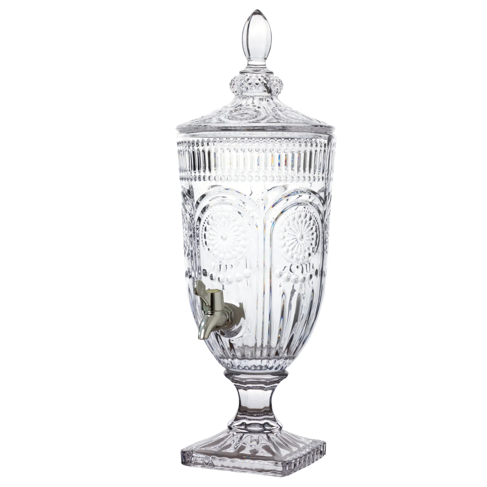 Vintage Cut Glass Beverage Dispenser with Lid & Spigot – Vertical Panel & Floral Medallion Pattern, 3L - Image 7